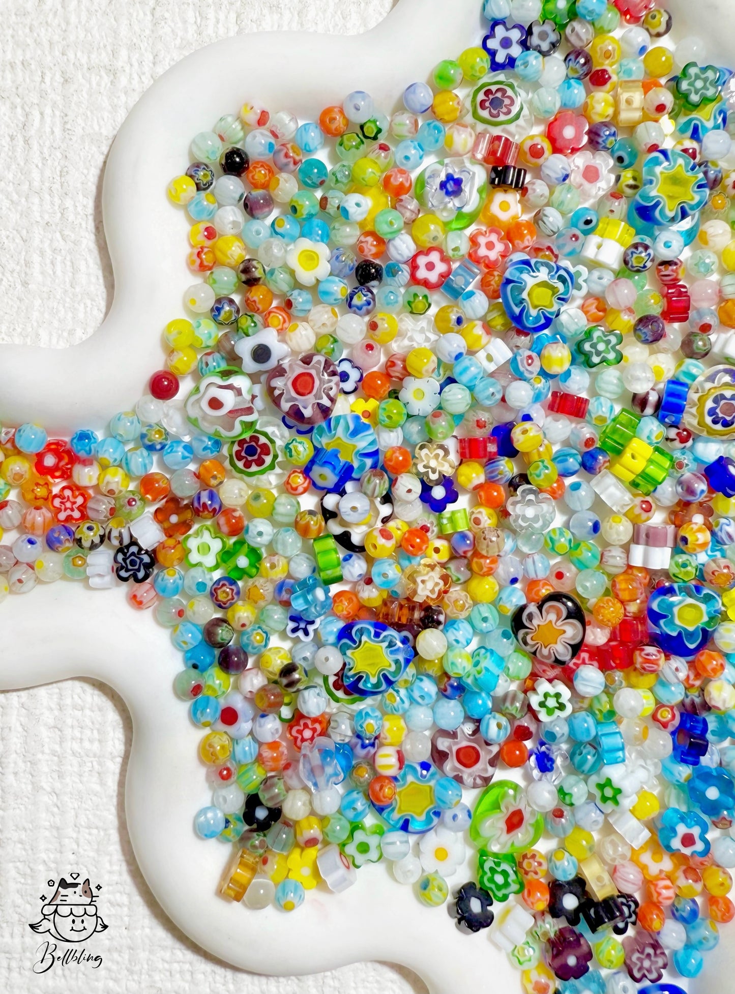 【Lux Mix: Mini Flora】4mm Millefiori pure hand-made glass beads, tributes to Italian Murano Glass