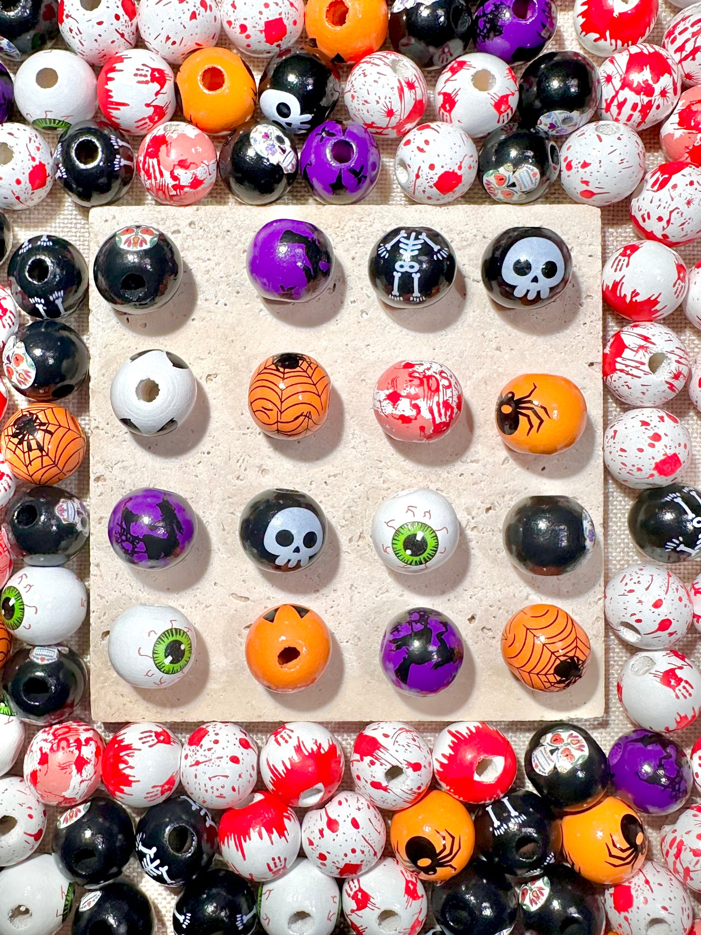 【Never too late for Halloween】16mm wood beads, diy pens/keychain/bracelet/wreath