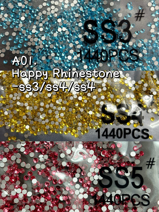 A01【Happy Rhinestone】glass flat back rhinestone, bedazzle/snowball filler/diamond painting