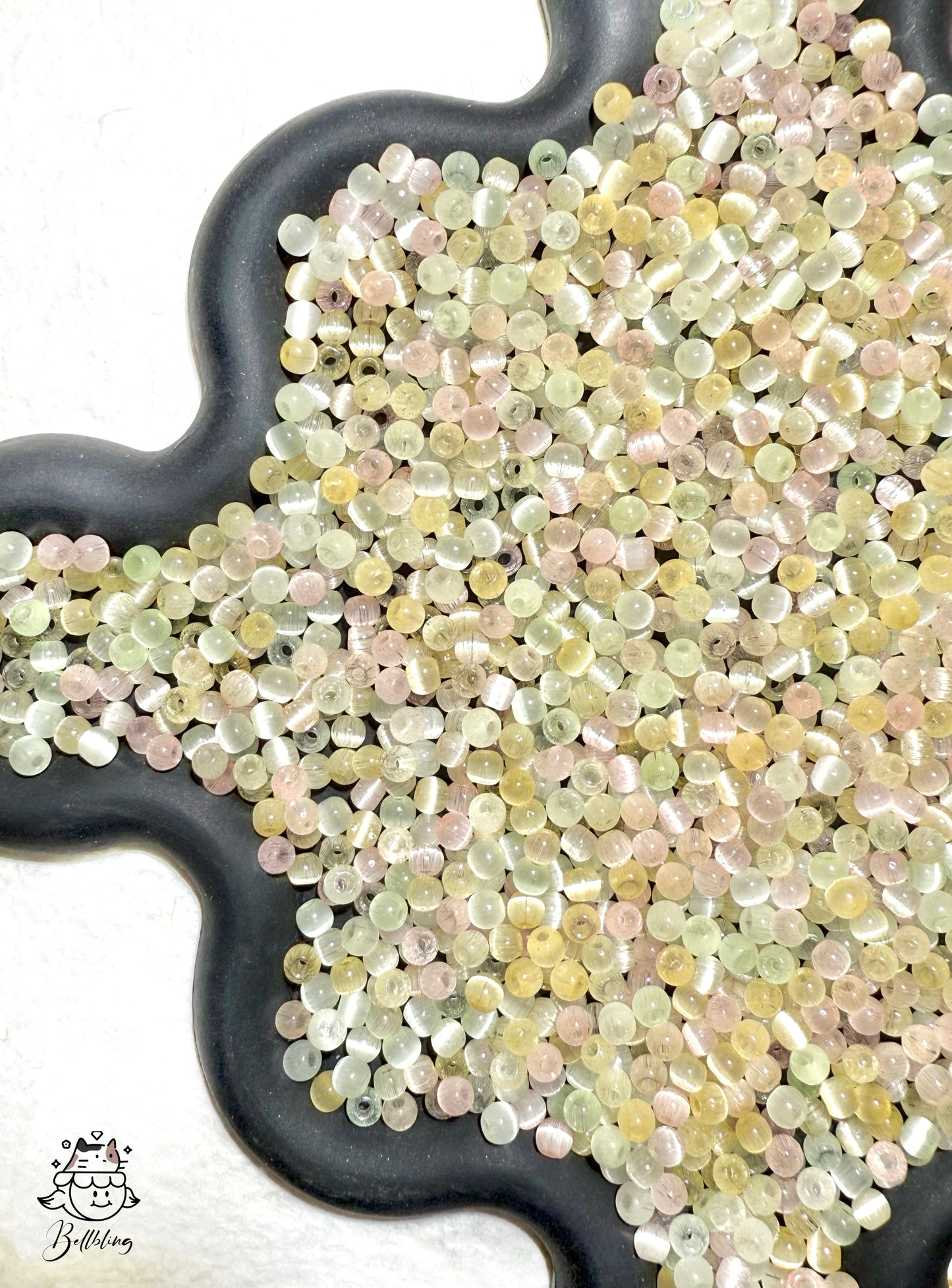 【Mini Cat's Eye 1】4mm glass cats-eye round seed beads mix, earring, bracelet, necklace, keychain