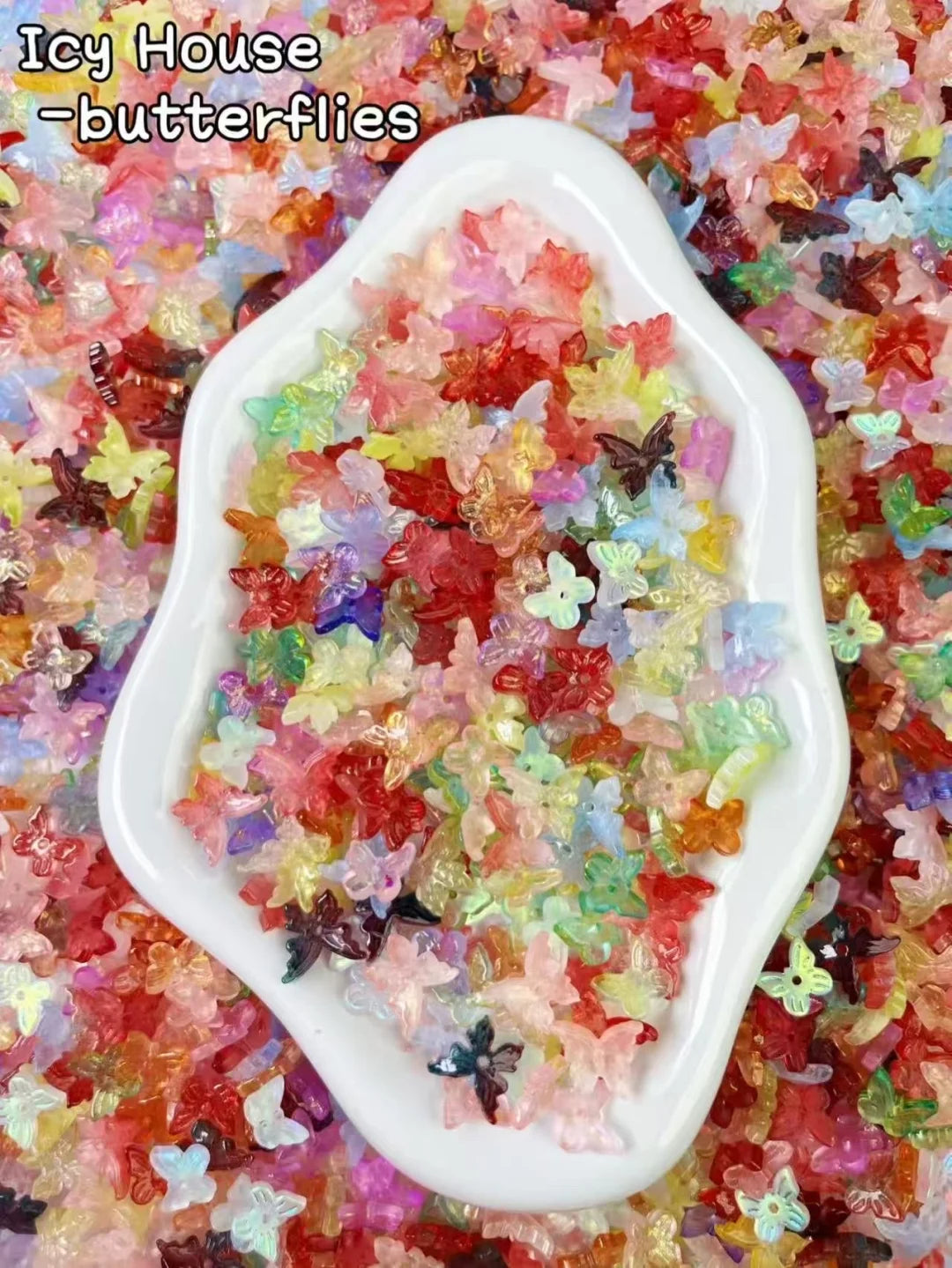 【Icy House】Mini breloques en verre exquises de toutes les couleurs mélangées, fournitures pour bracelets/porte-clés