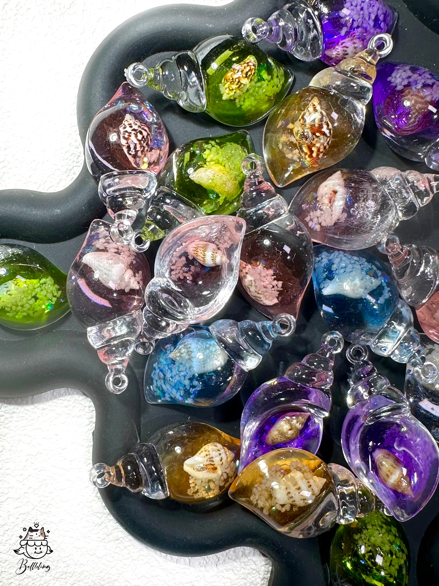 【Ocean Party】luminous turtle mermaid shell resin mix, diy, display