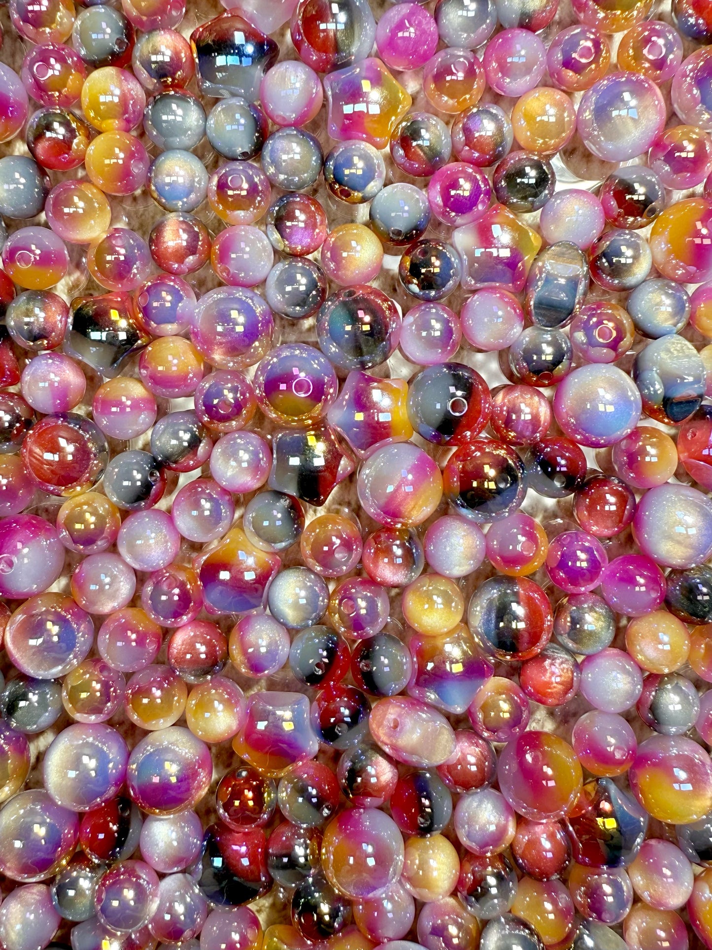 【Voie Lactée】Mélange de perles acryliques galaxie extra-brillantes, 16 mm (fabrication de couronnes, porte-clés, stylos, etc.)