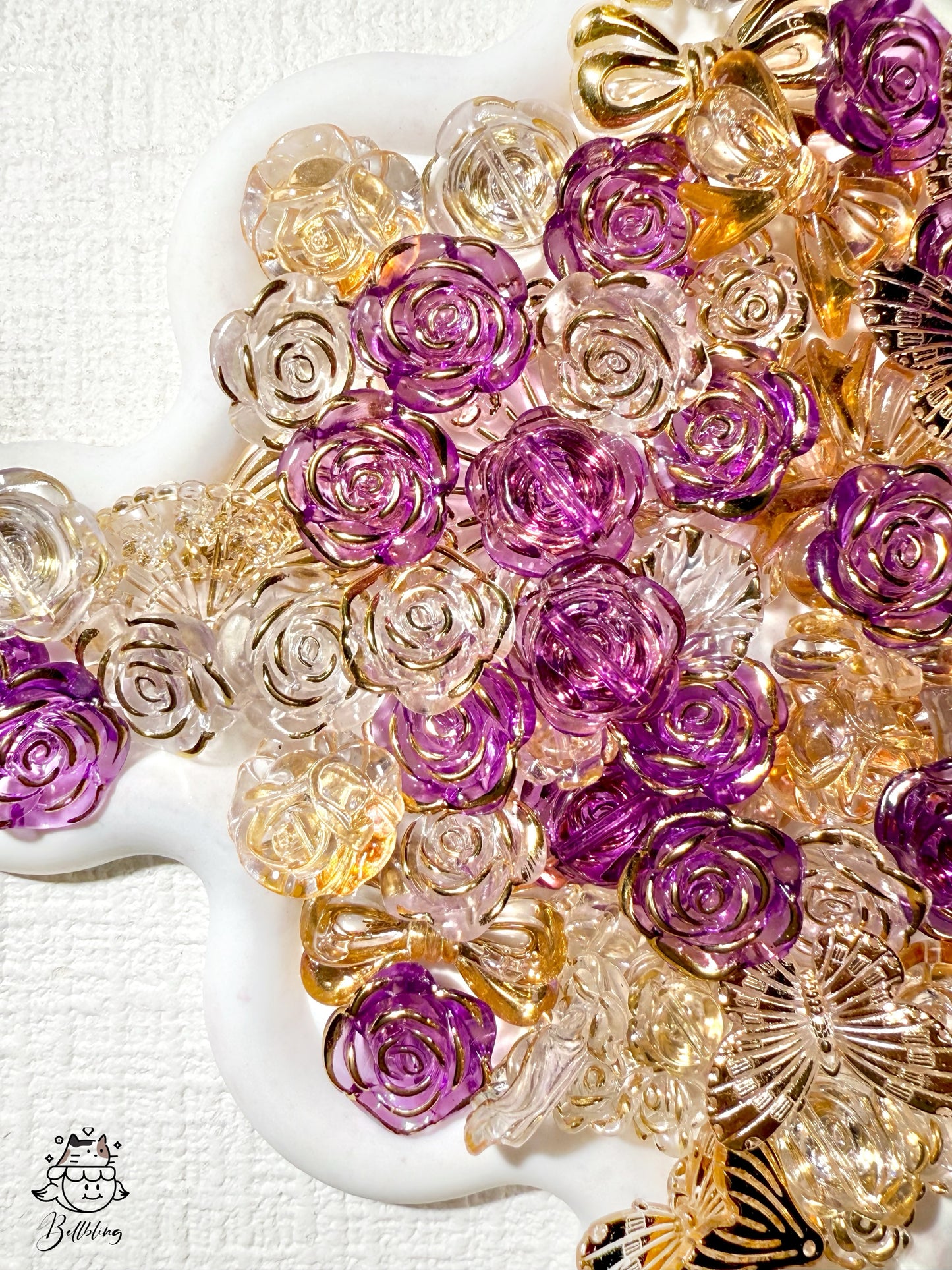 【Butterfly Valley PRO】Drilled acrylics flower/butterfly charms for bracelet, necklace, wreath, keychain, display