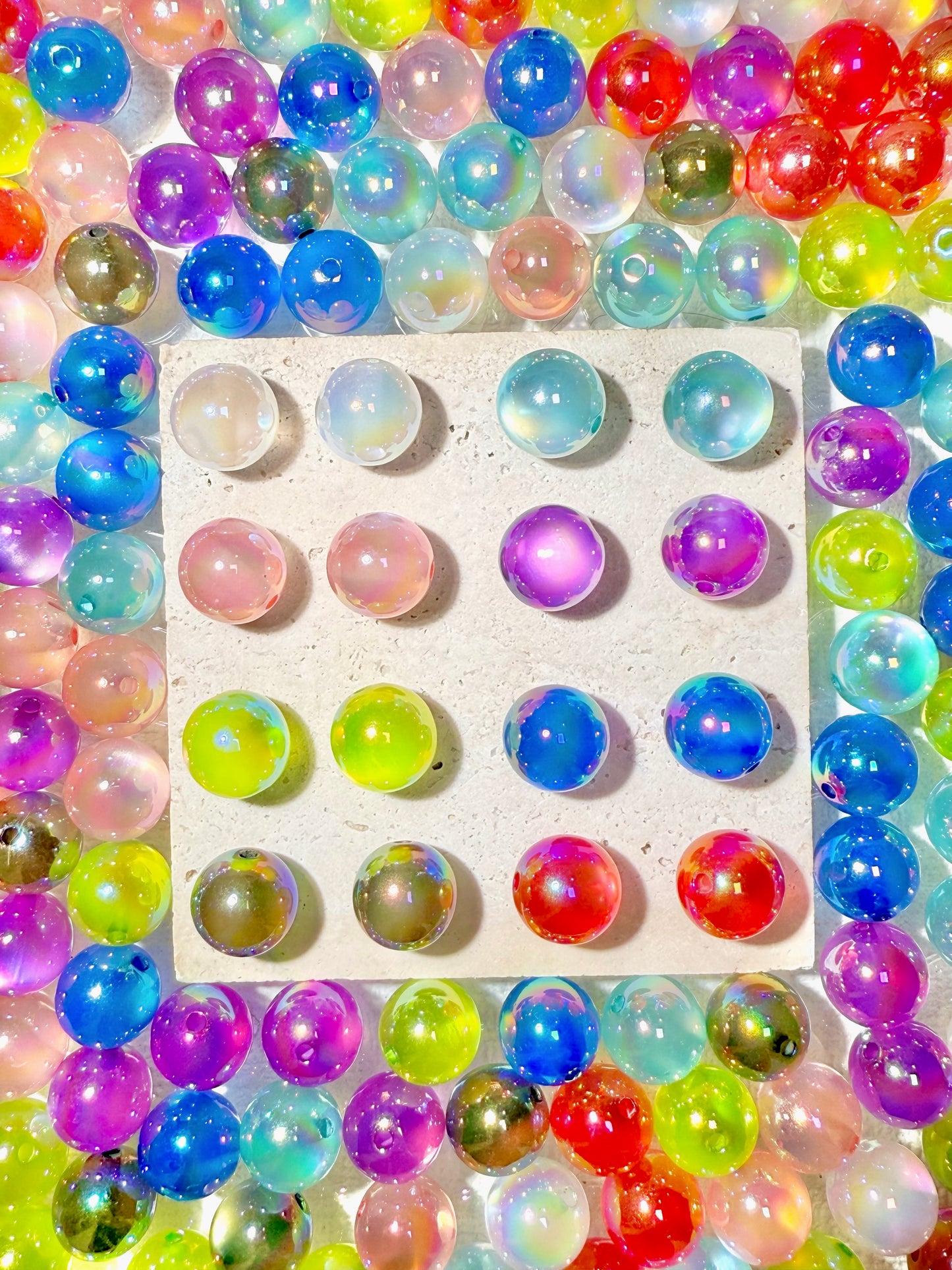 A001.NEW【Kittens' Gaze】incredible shine acrylics catseye beads mix, 16mm (making wreath, keychain, pens etc)
