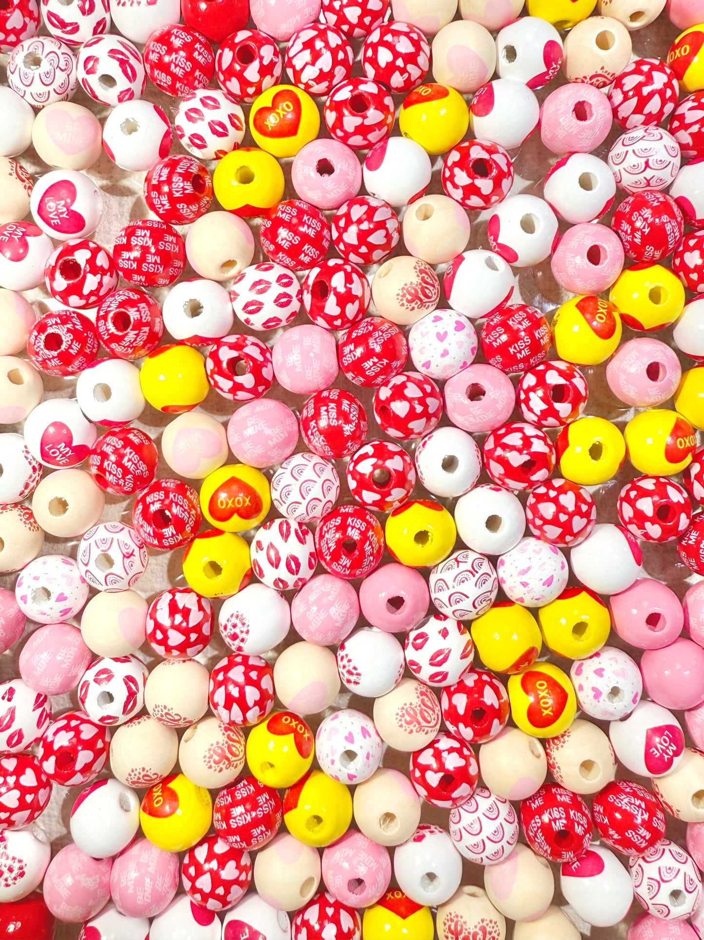 【Mardi Gras】Perles en bois de 16 mm, stylos/porte-clés/bracelets/couronnes à faire soi-même