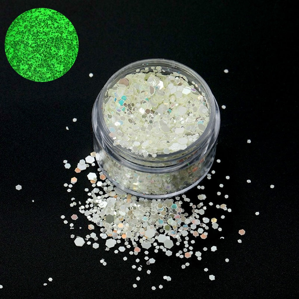 【Lumi Fly】luminous glitter 1.5mm, resin mix, diy, display