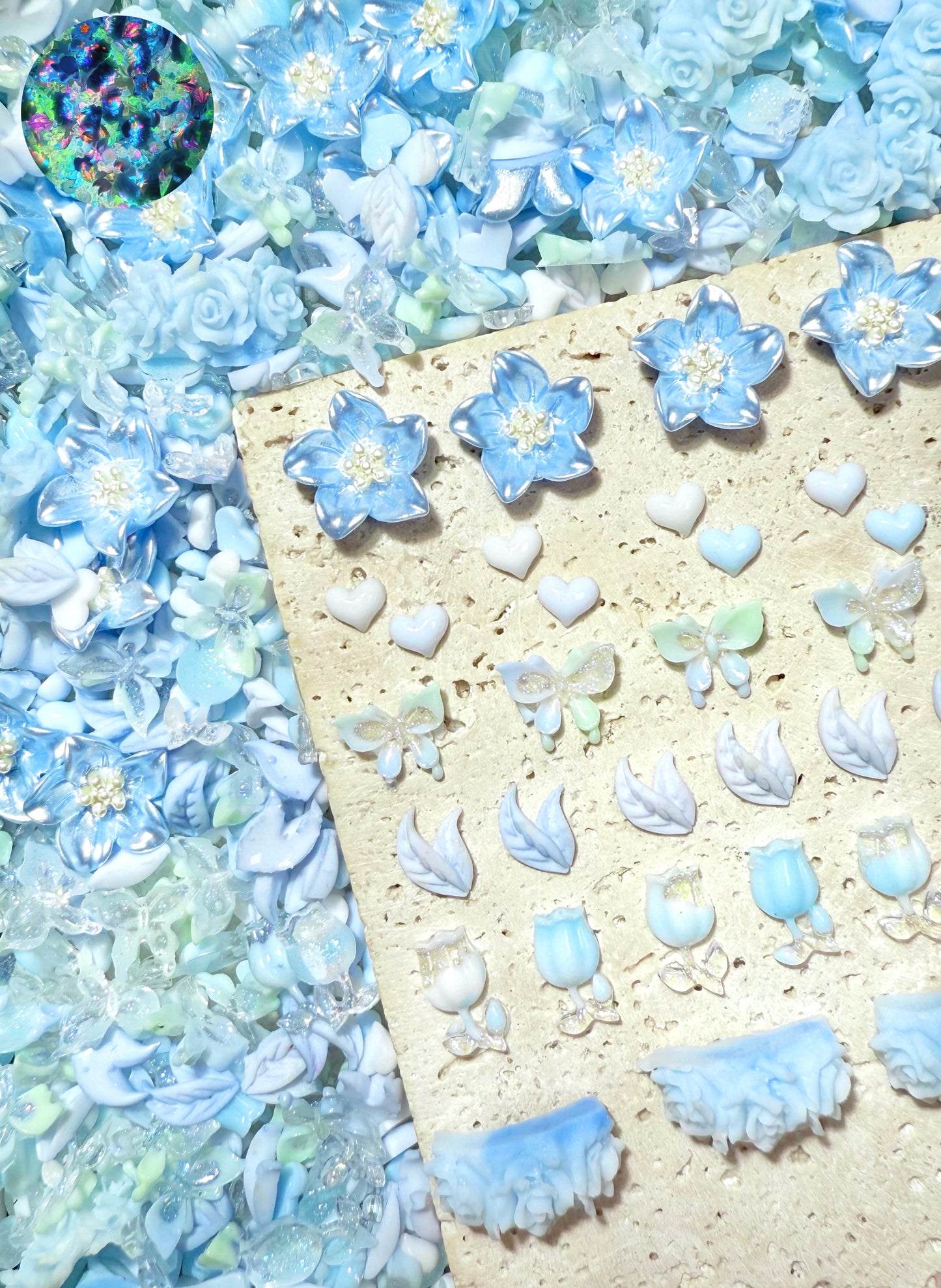 【Blue Blues】Résine lumineuse pastel, fournitures pour nail art/artisanat