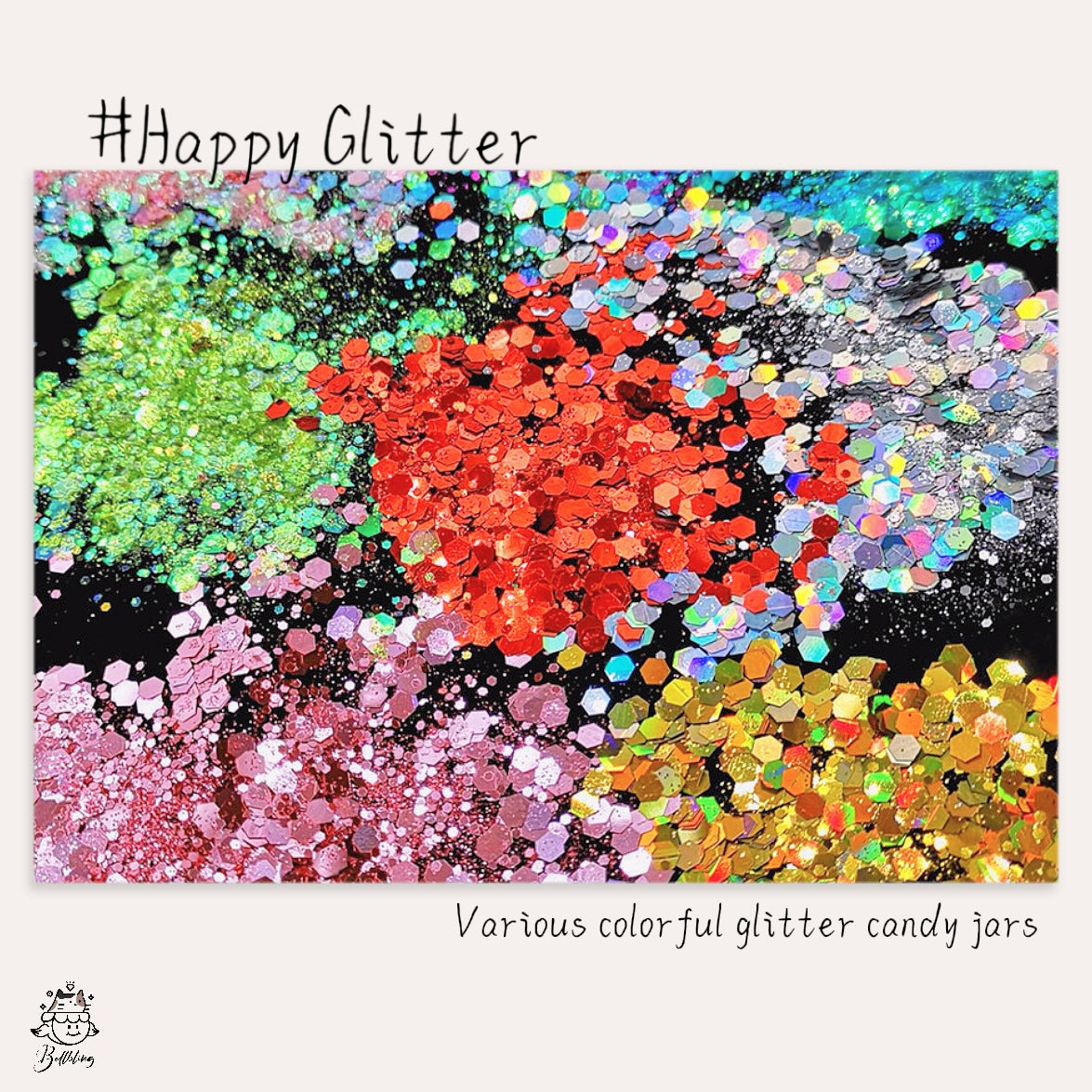 A001【Live's Game-Happy Glitter】Rare Stock, various colorful glitter candy jar, for nails/snowball tumbler/resin making etc