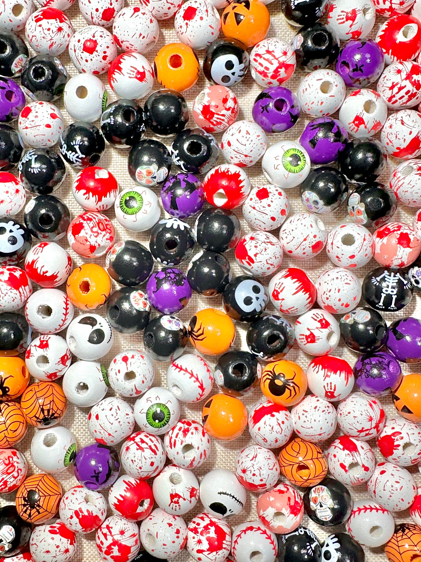 【Never too late for Halloween】16mm wood beads, diy pens/keychain/bracelet/wreath