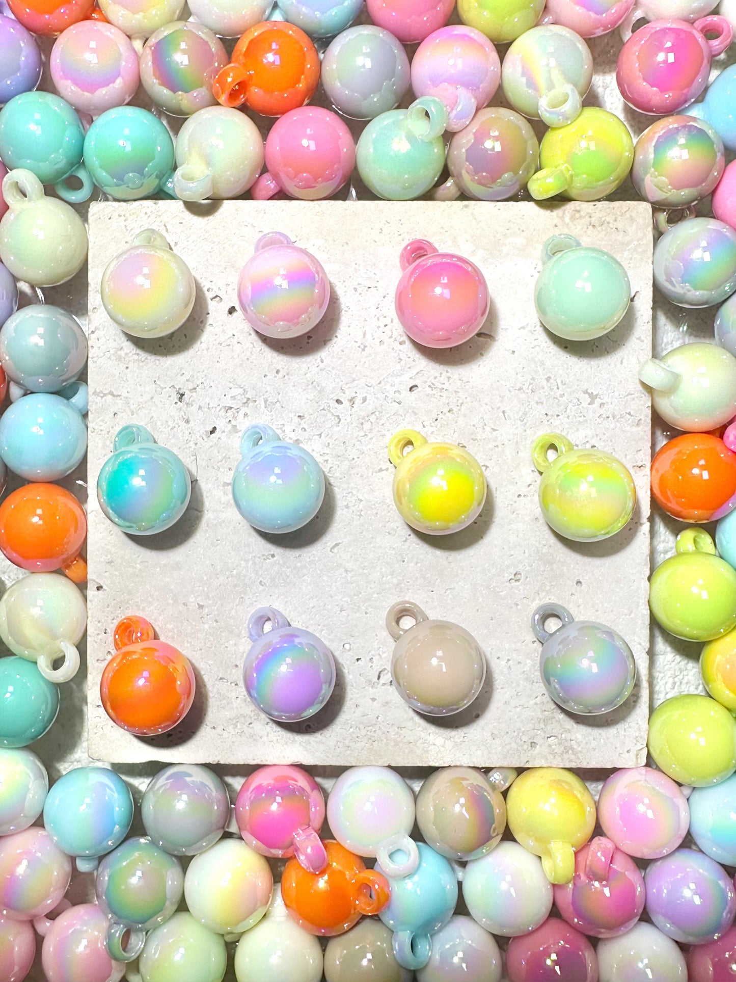 【 Rainbow Club】B1G1 new rainbow colors mixed creamy acrylic beads 16mm, nice wreath beads