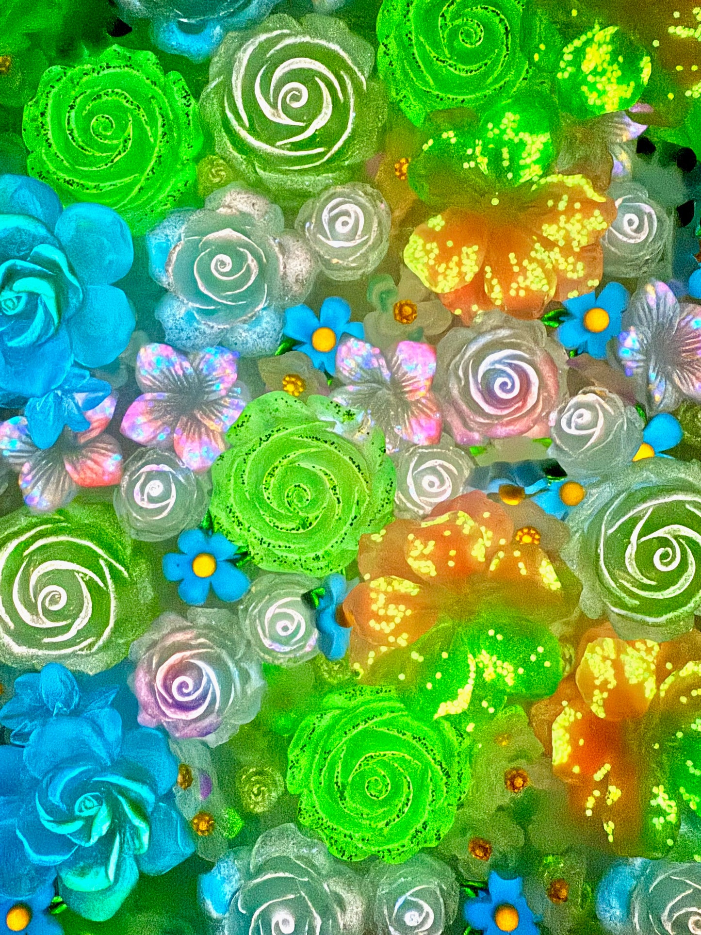 【Blooming Garden】Luminous flowers and rhinestone mixes, display/junk journal/phonecase craftings