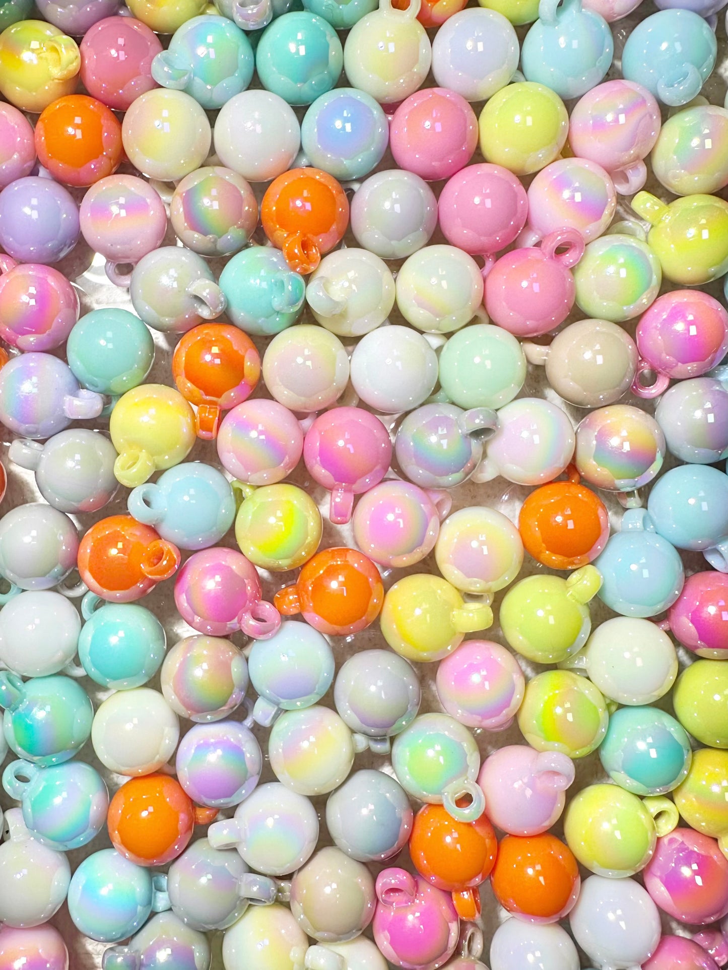 【 Rainbow Club】B1G1 new rainbow colors mixed creamy acrylic beads 16mm, nice wreath beads
