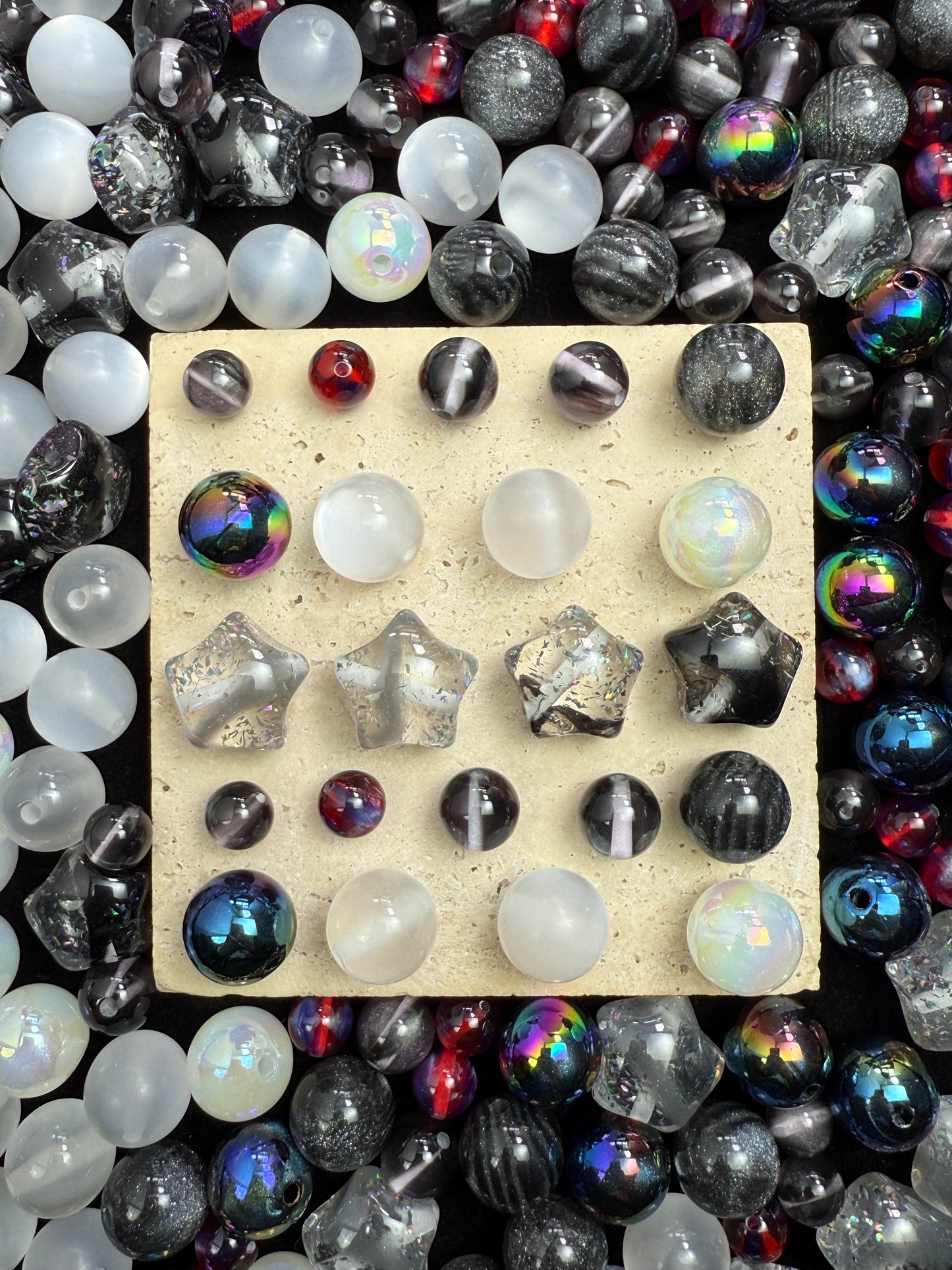 【Dazzling Galaxy】shimmering diamond sparkle acrylic beads mix, 16mm (making wreath, keychain, pens etc)