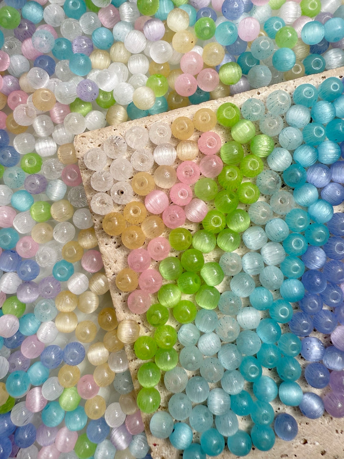 【Medium Cats Eye】6mm glass cats-eye beads mix, earring, bracelet, necklace, keychain