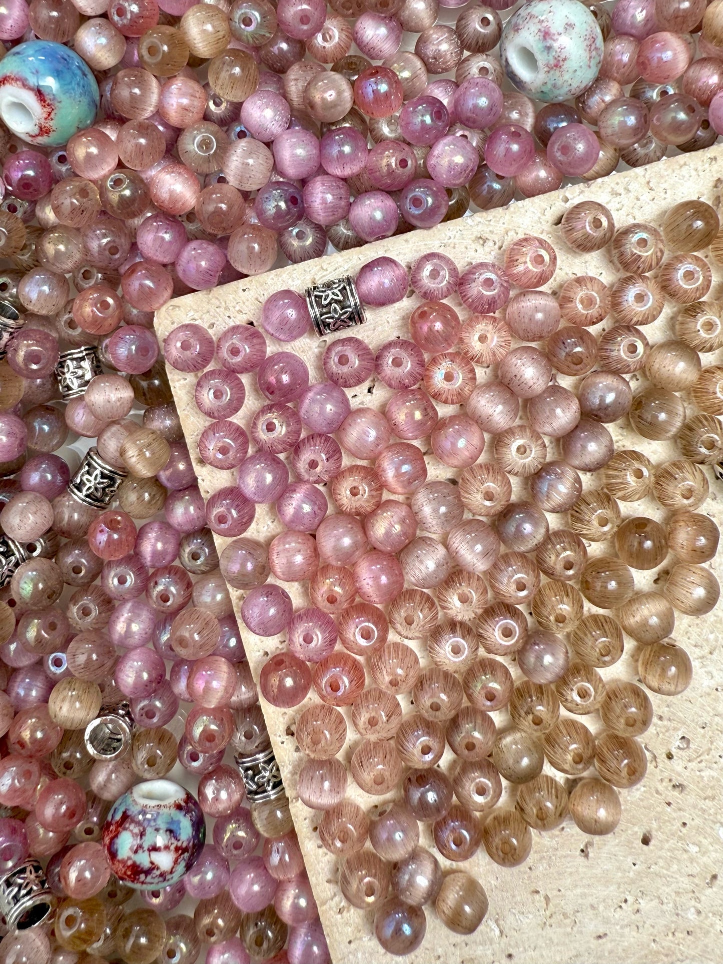 【Medium Cats Eye】6mm glass cats-eye beads mix, earring, bracelet, necklace, keychain