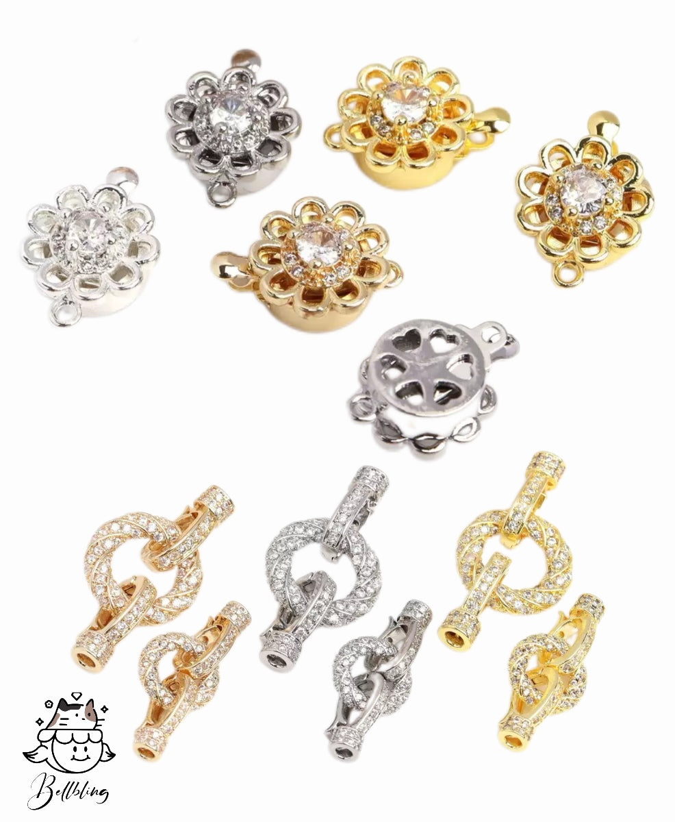【Happy Buckle】Boucles en cuivre plaquées or véritable 18 carats, boucles fantaisie exquises résistantes à l'usure