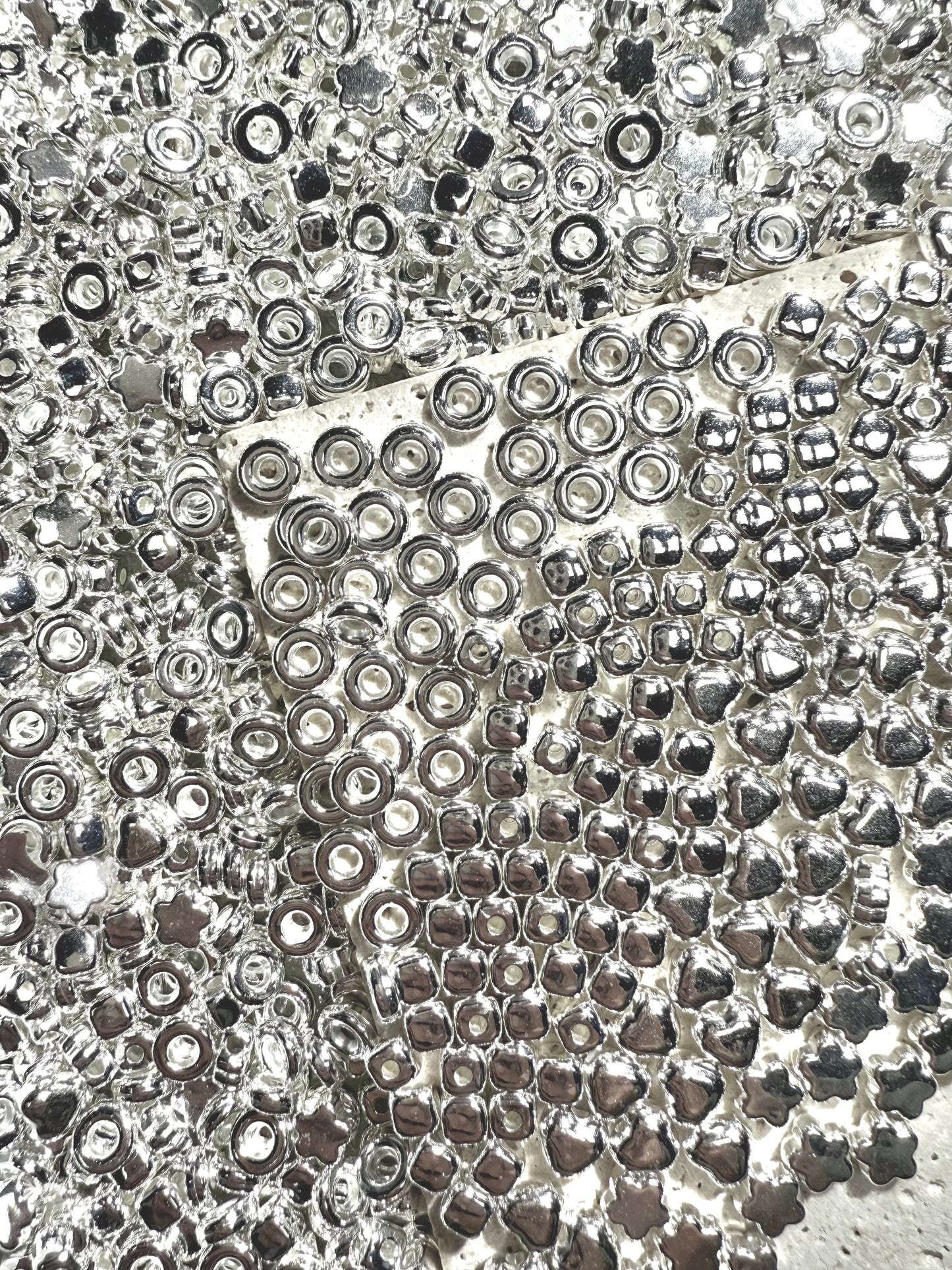 【Silver Beans】Mixed Silver bead spacers for jewelry/keychain/crafting