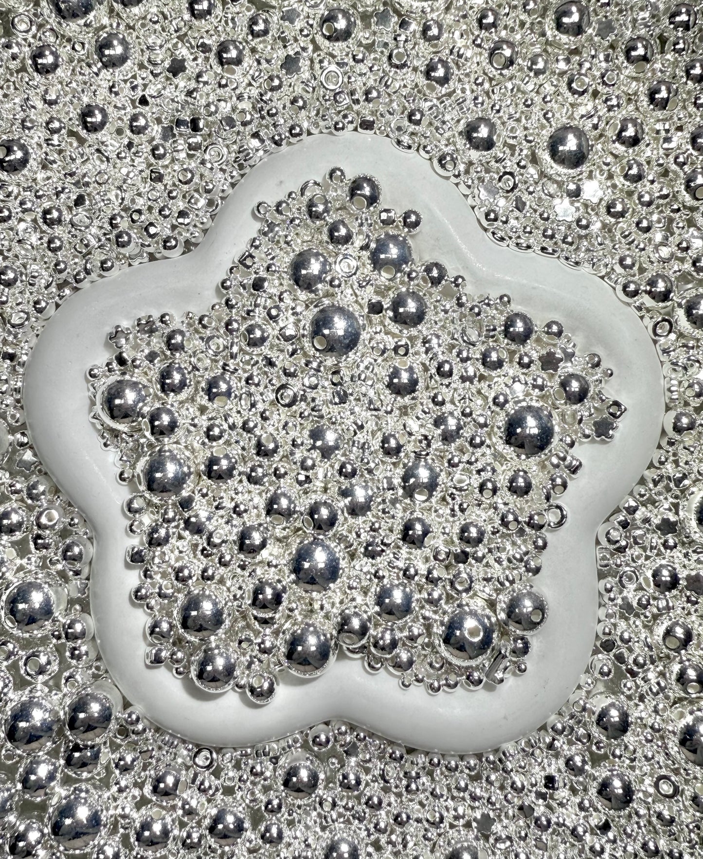 【Silver Beans】Mixed Silver bead spacers for jewelry/keychain/crafting