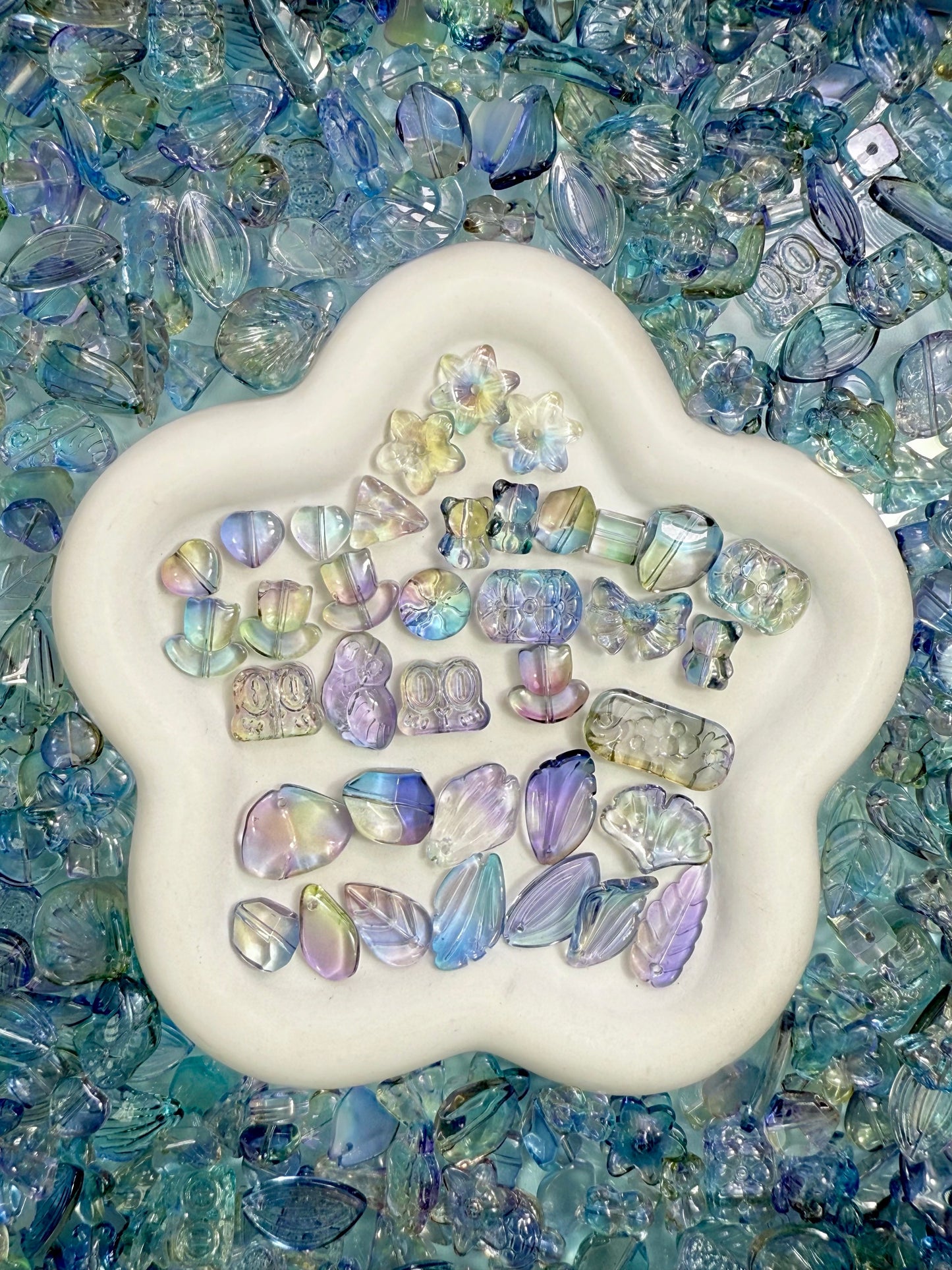 【Icy World】 Breloques en verre exquises de toutes les couleurs mélangées, fournitures pour bracelets/porte-clés