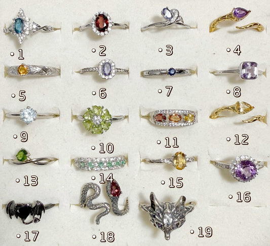 【Happy Jewelry PRO】Bague réglable en argent S925 avec cristal naturel, bande en argent plaqué or 18 carats