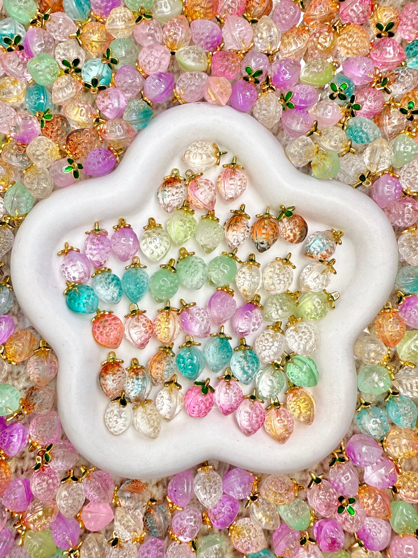 【Icy World】All-Color Mixed Exquisite glass charms, bracelet/keychain supplies