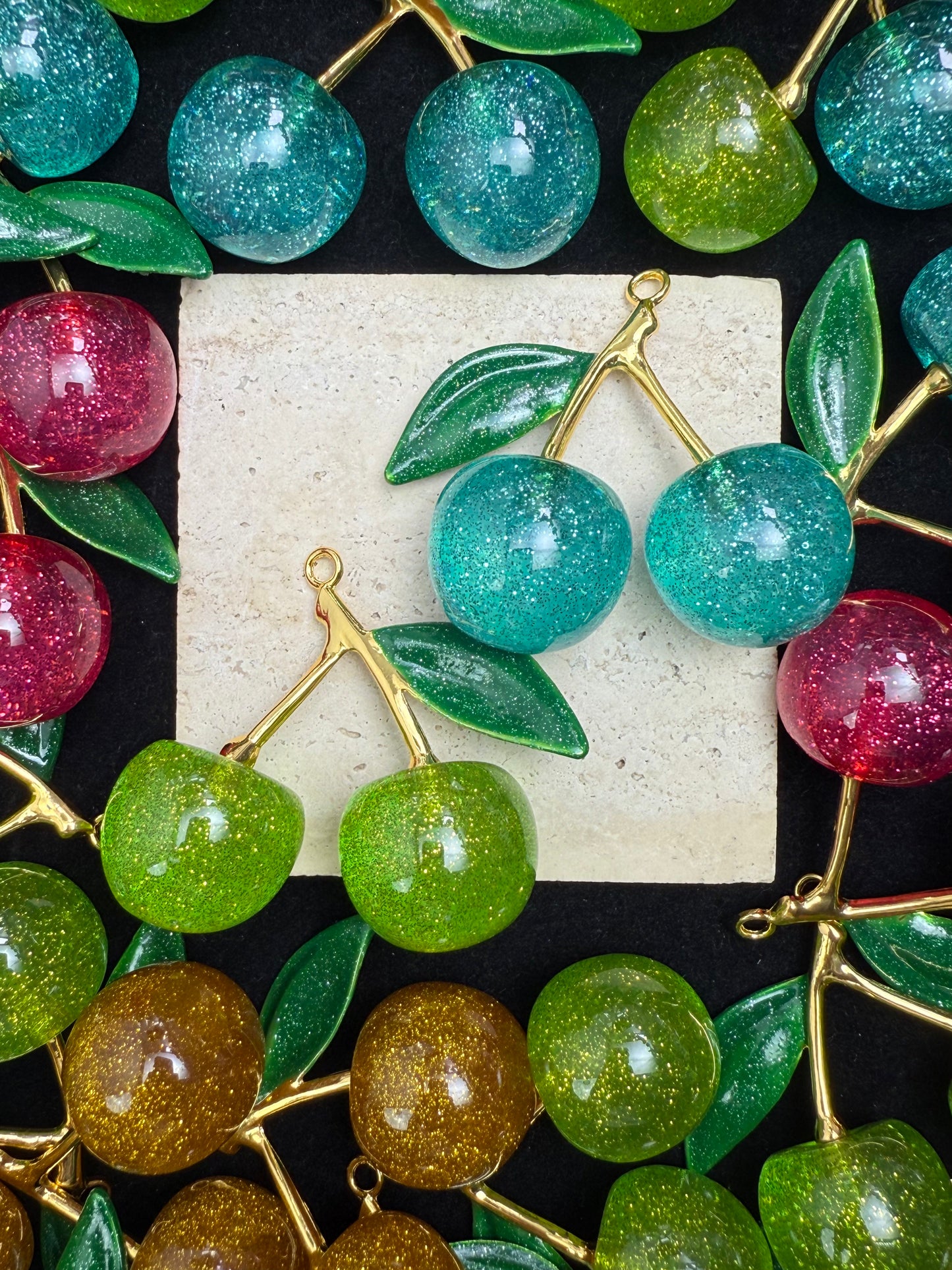 【Glittery Cherry】Fancy Glittery cherry charms