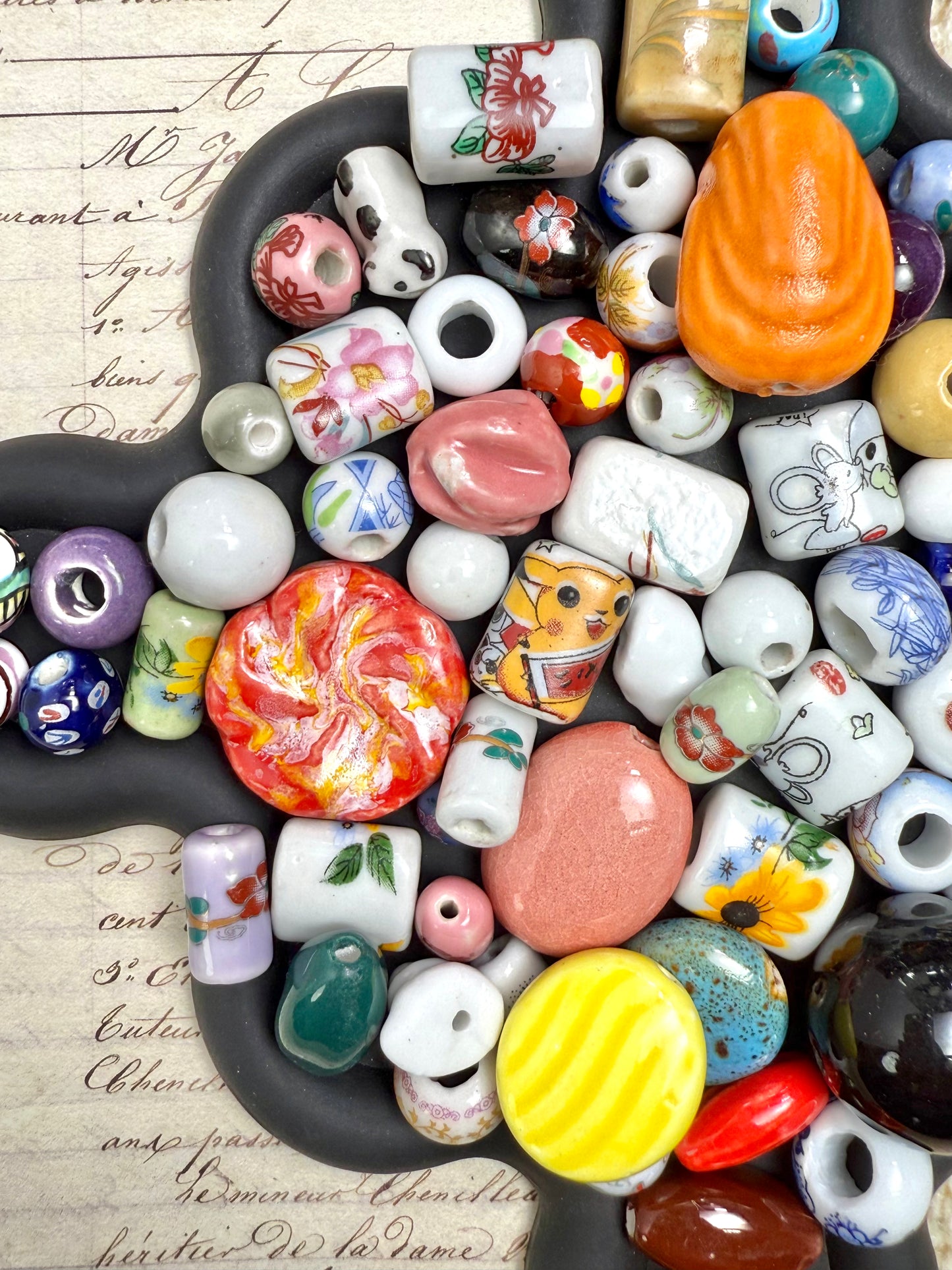 【Porcelain Flower】10mm delicate floral porcelain beads