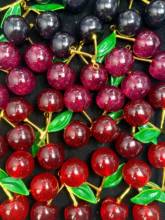 【Glittery Cherry】Fancy Glittery cherry charms