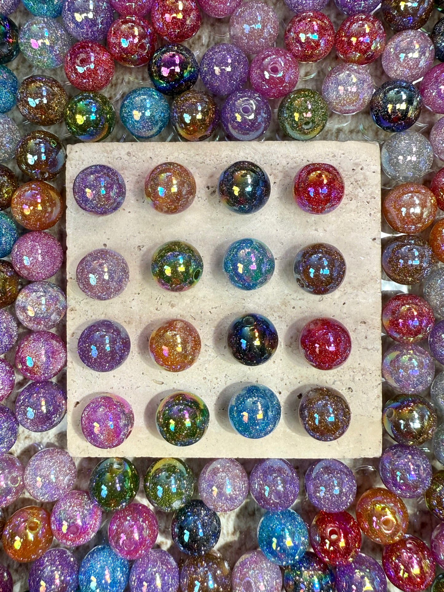 【Dazzling Galaxy】shimmering diamond sparkle acrylic beads mix, 16mm (making wreath, keychain, pens etc)