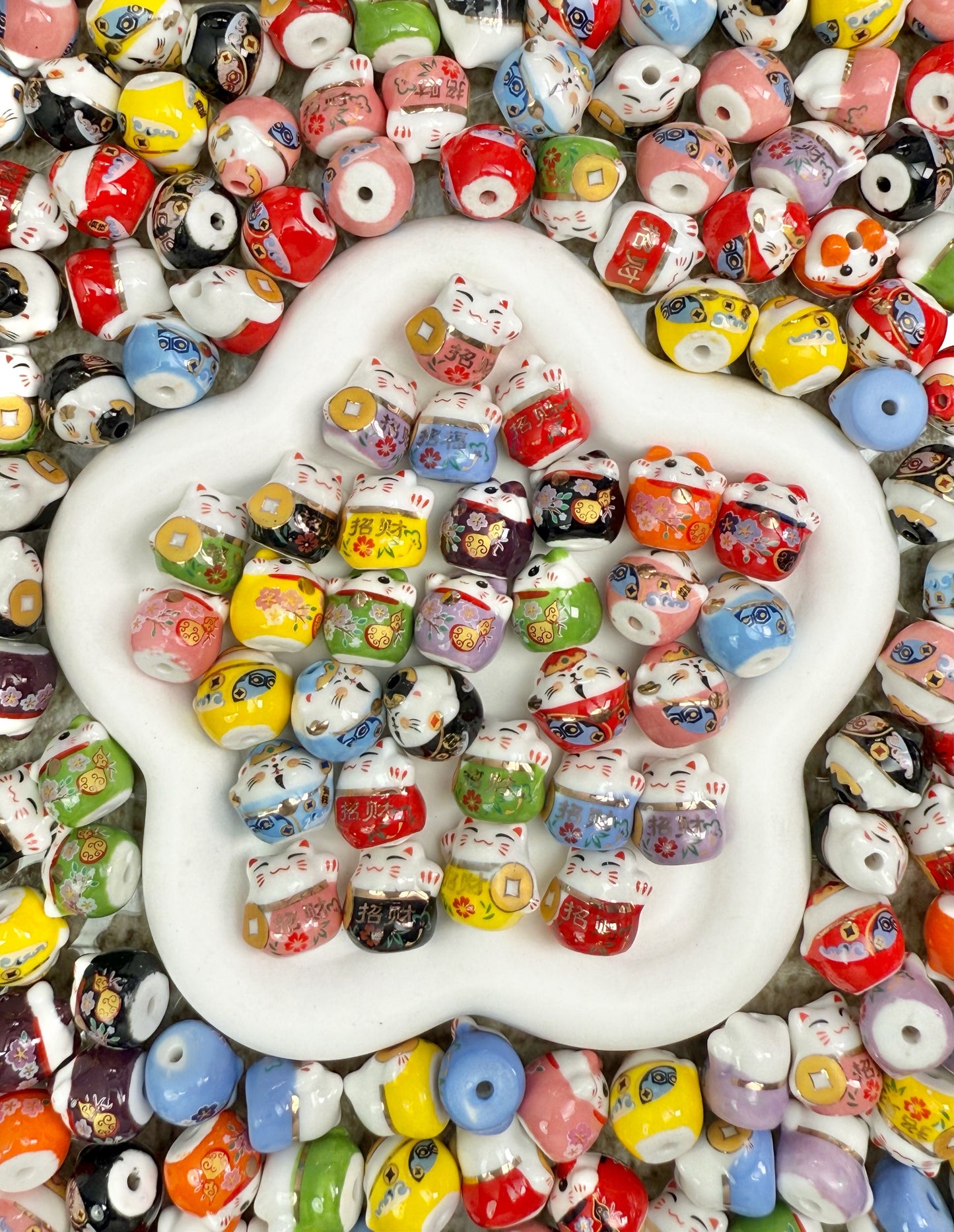 【Porcelain Flower】10mm delicate floral porcelain beads