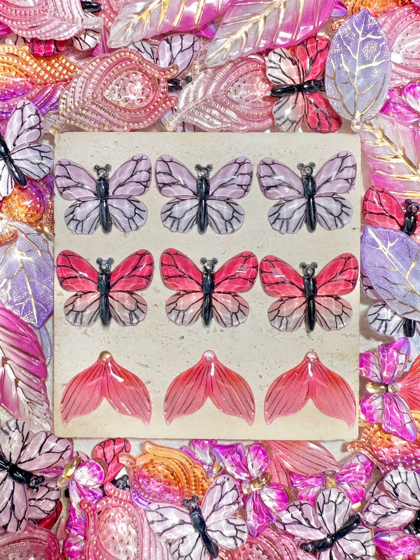 【Forest Kingdom】Butterfly&Leaves acrylics charms, crafting supplies