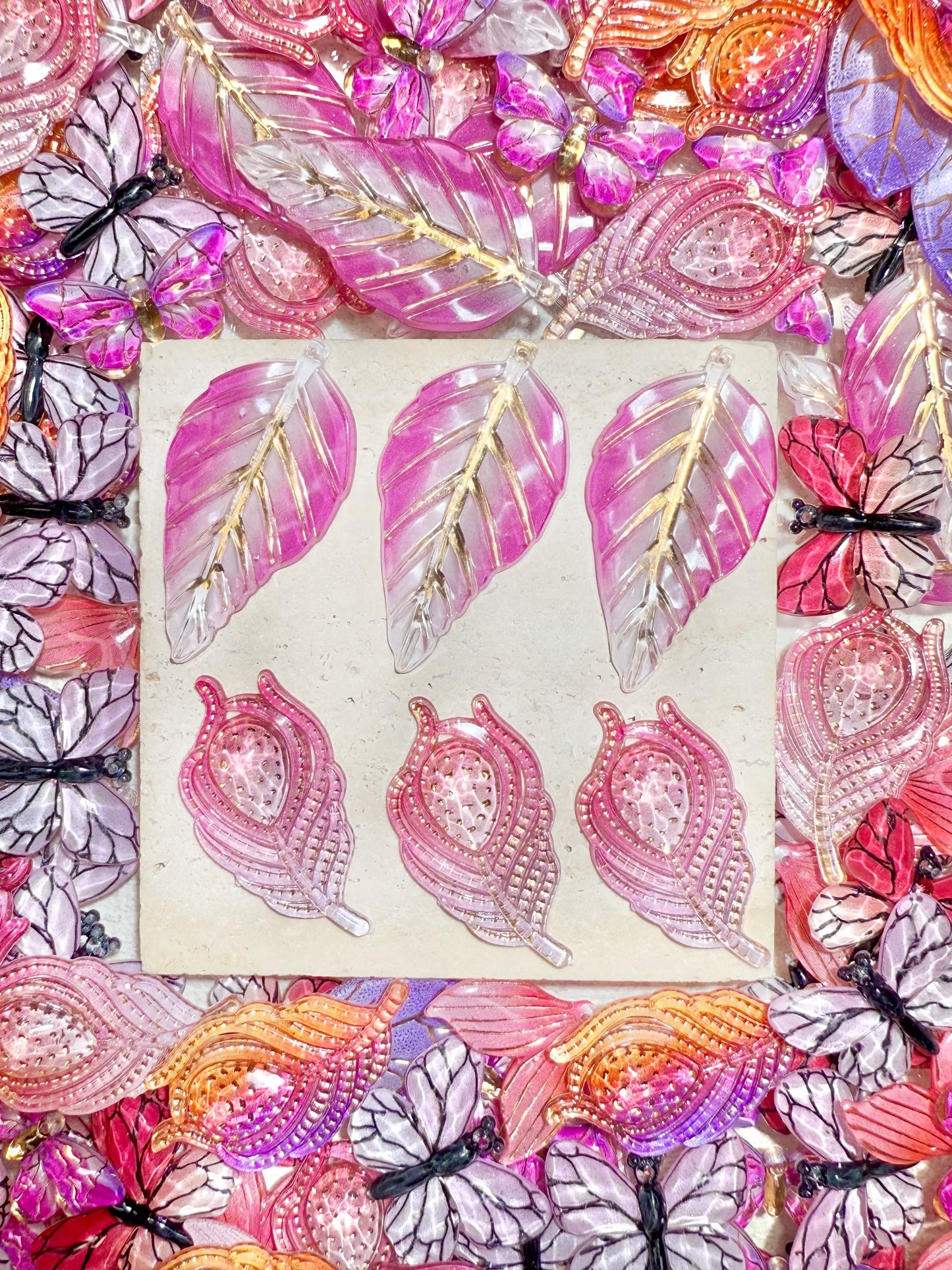 【Forest Kingdom】Butterfly&Leaves acrylics charms, crafting supplies