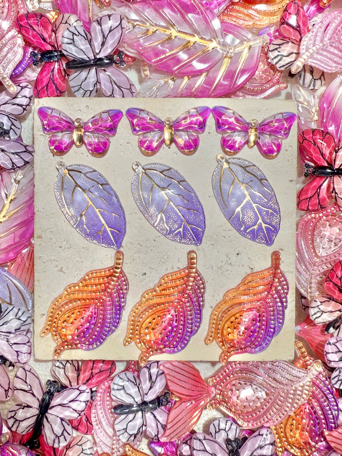 【Forest Kingdom】Butterfly&Leaves acrylics charms, crafting supplies