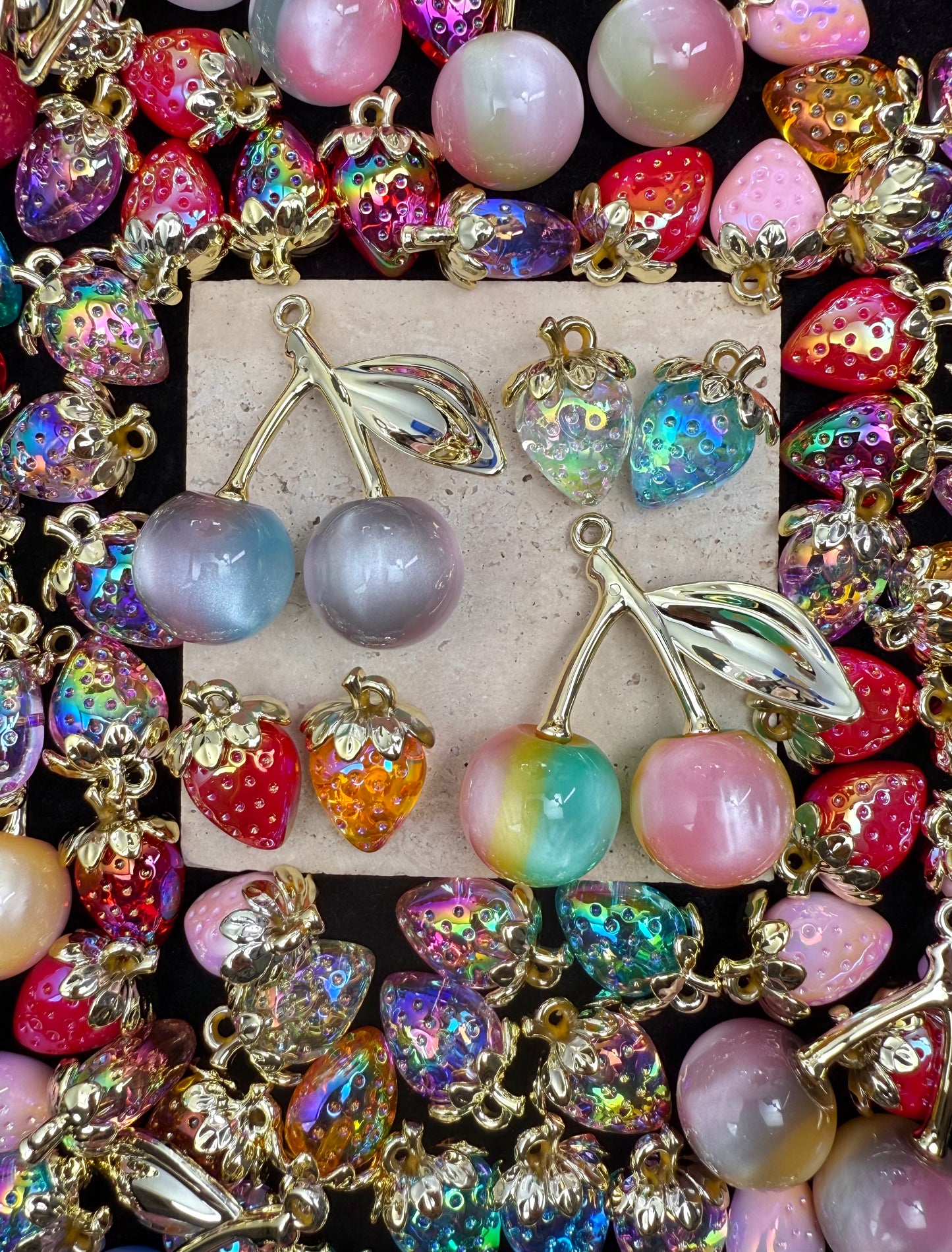 【Glittery Cherry】Fancy Glittery cherry charms