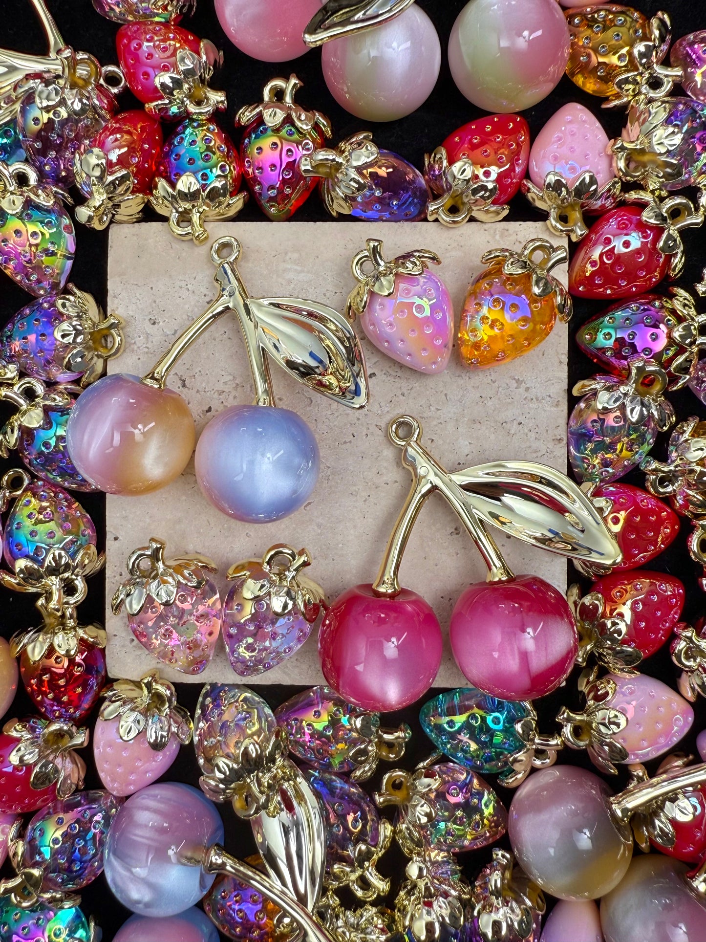 【Glittery Cherry】Fancy Glittery cherry charms