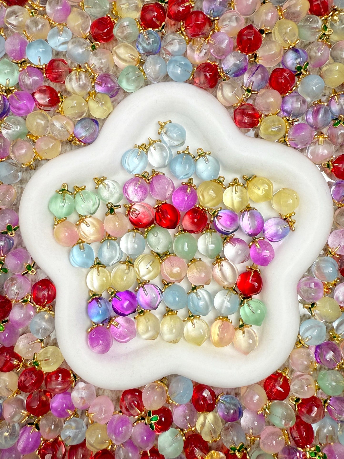 【Icy World】All-Color Mixed Exquisite glass charms, bracelet/keychain supplies