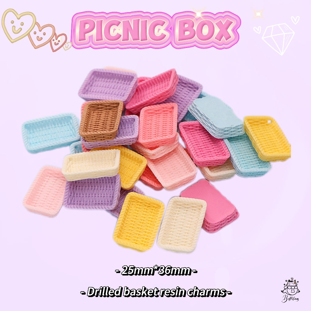 【Picnic Box】drilled basket resin charms, fridge magnets/hairpin/keyhain/doll house