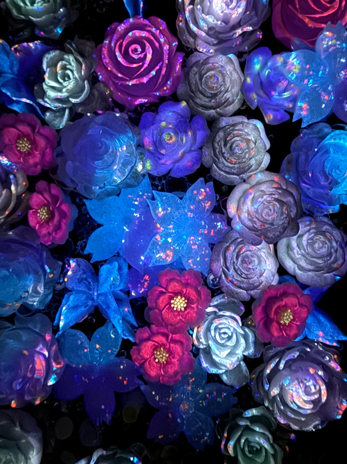 【Blooming Garden】Luminous flowers and rhinestone mixes, display/junk journal/phonecase craftings