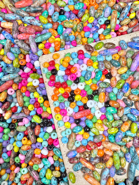 【Bamboo Grove】4*6mm colorful glass bamboo/shuttle beads mix