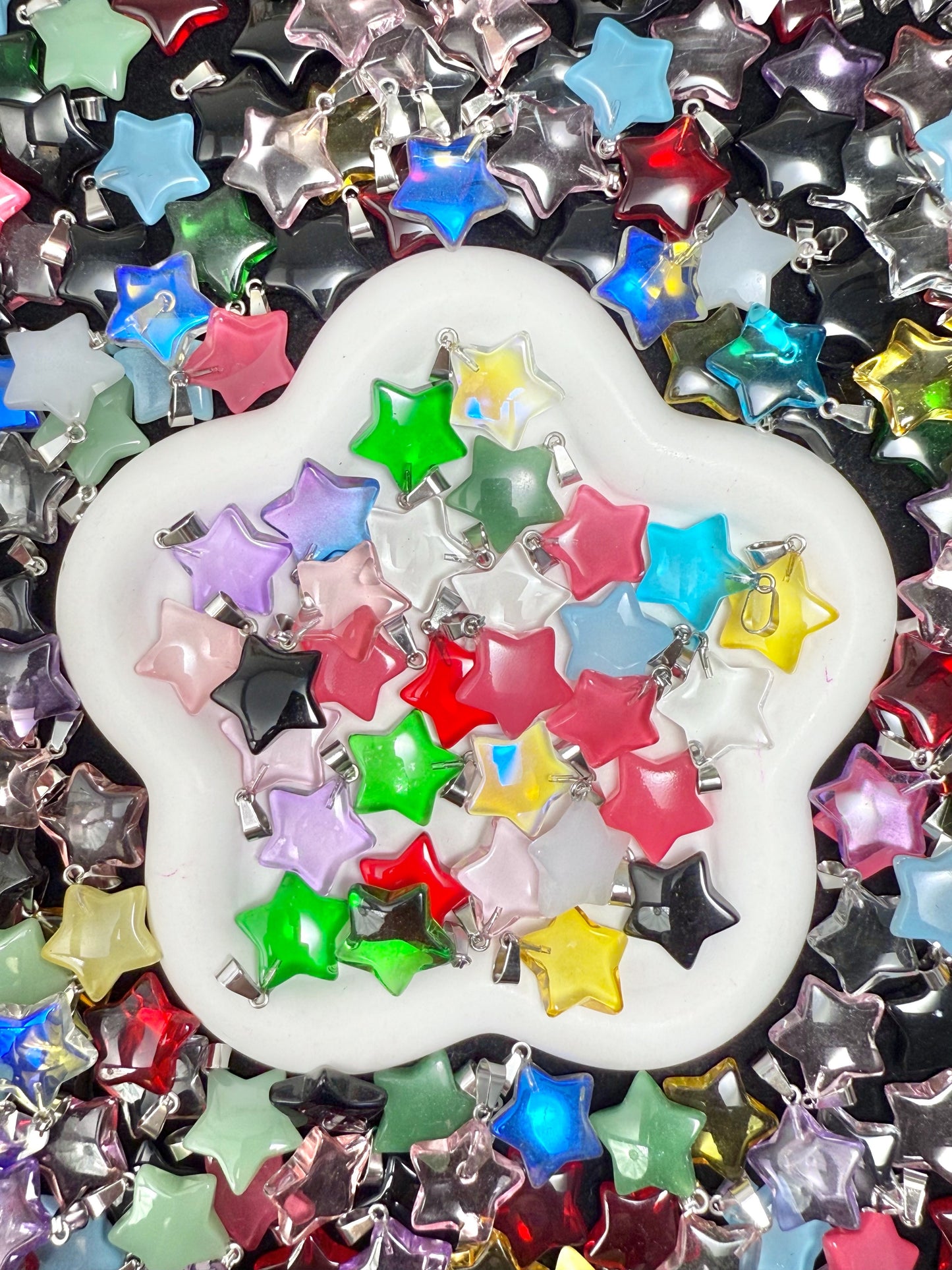 【Icy World】All-Color Mixed Exquisite glass charms, bracelet/keychain supplies