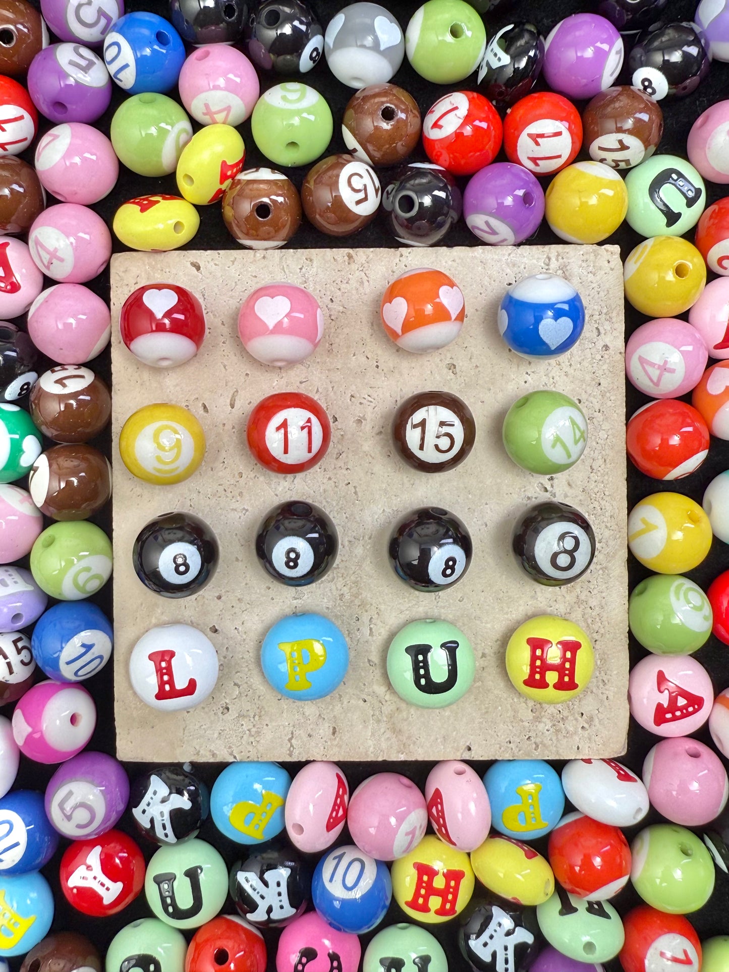 【Dazzling Galaxy】Mélange de perles acryliques scintillantes en diamant, 16 mm (fabrication de couronnes, porte-clés, stylos, etc.)