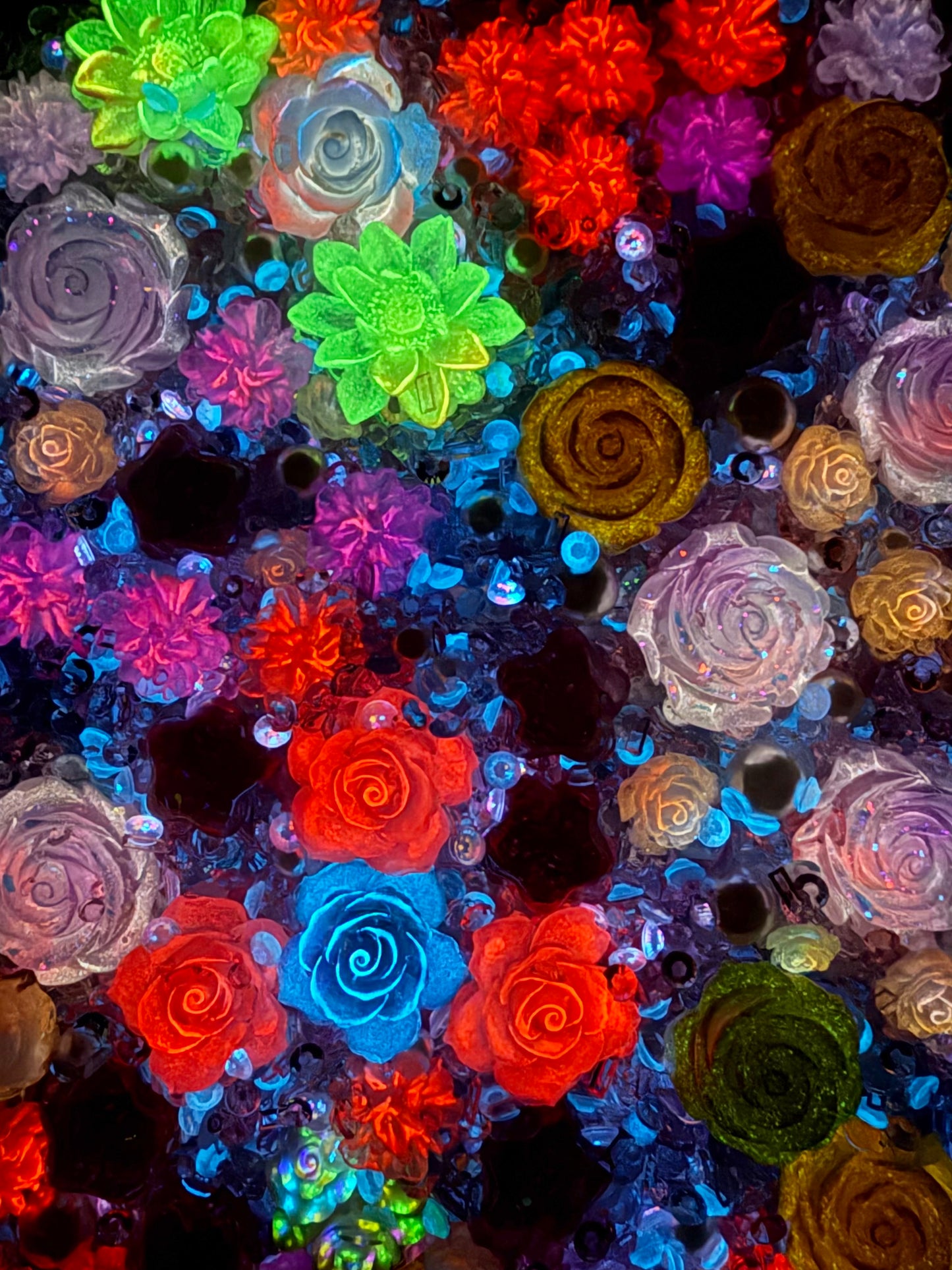 【Blooming Garden】Luminous flowers and rhinestone mixes, display/junk journal/phonecase craftings