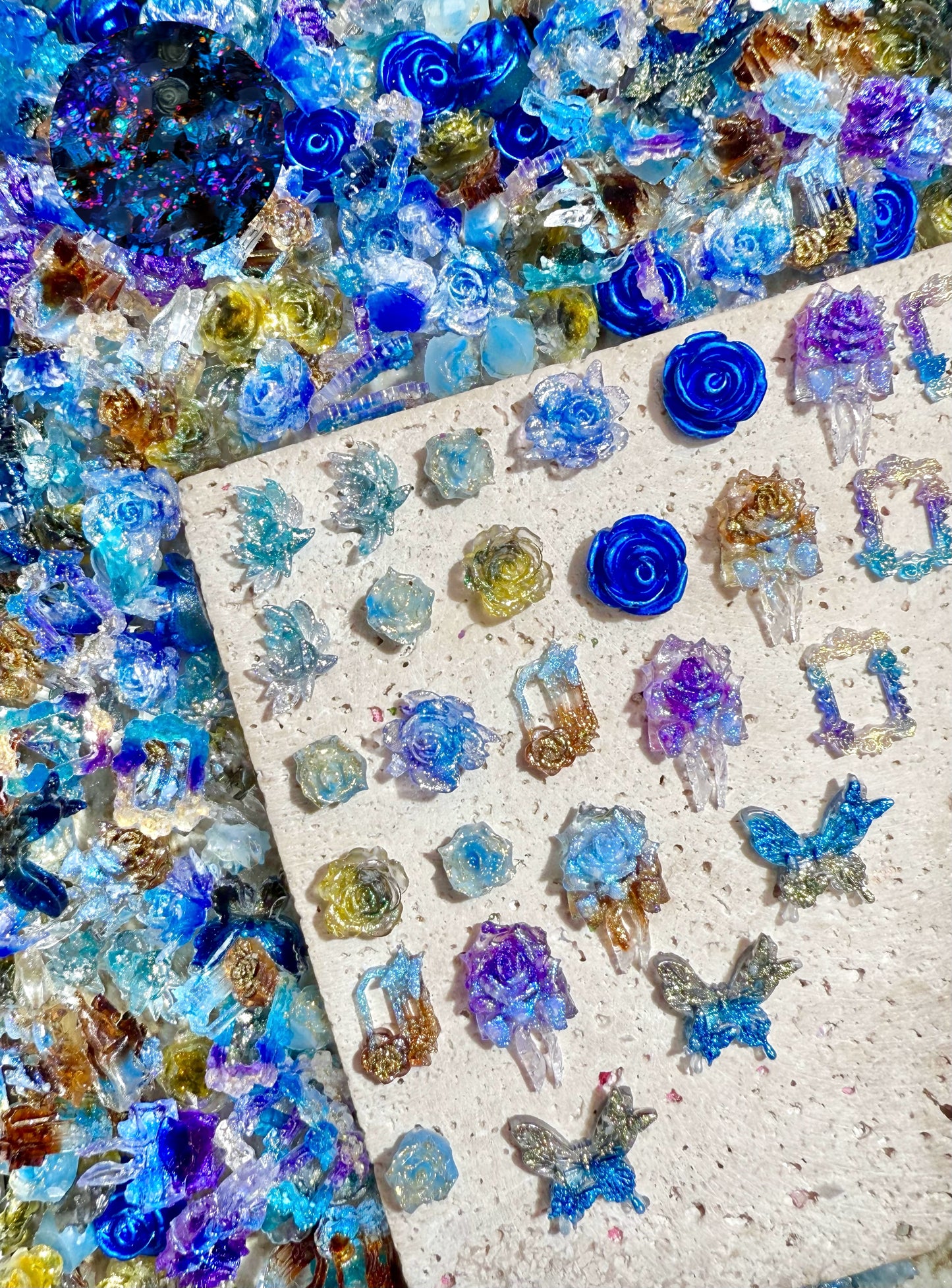 【Blue Blues】Résine lumineuse pastel, fournitures pour nail art/artisanat