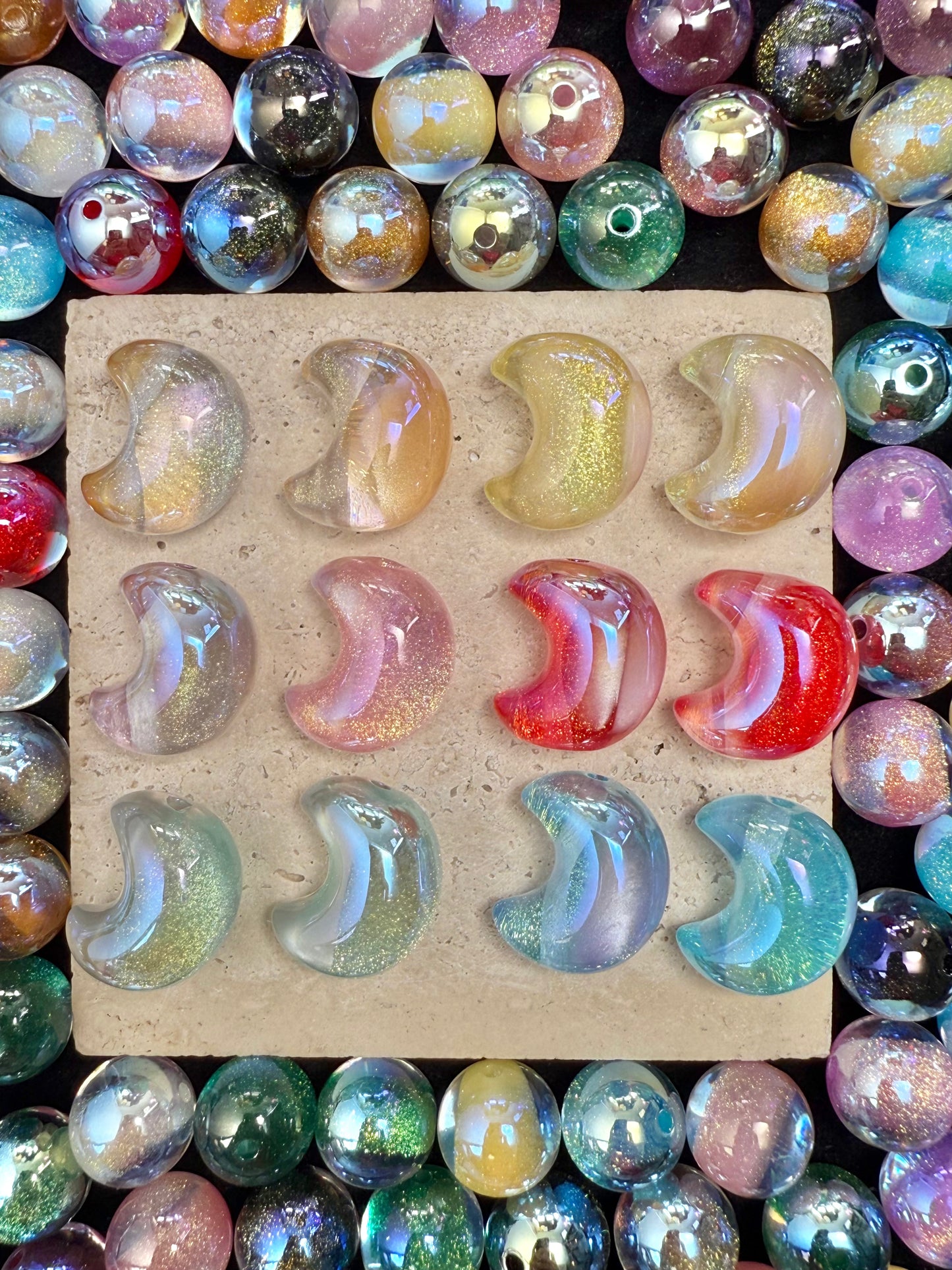 【Voie Lactée】Mélange de perles acryliques galaxie extra-brillantes, 16 mm (fabrication de couronnes, porte-clés, stylos, etc.)