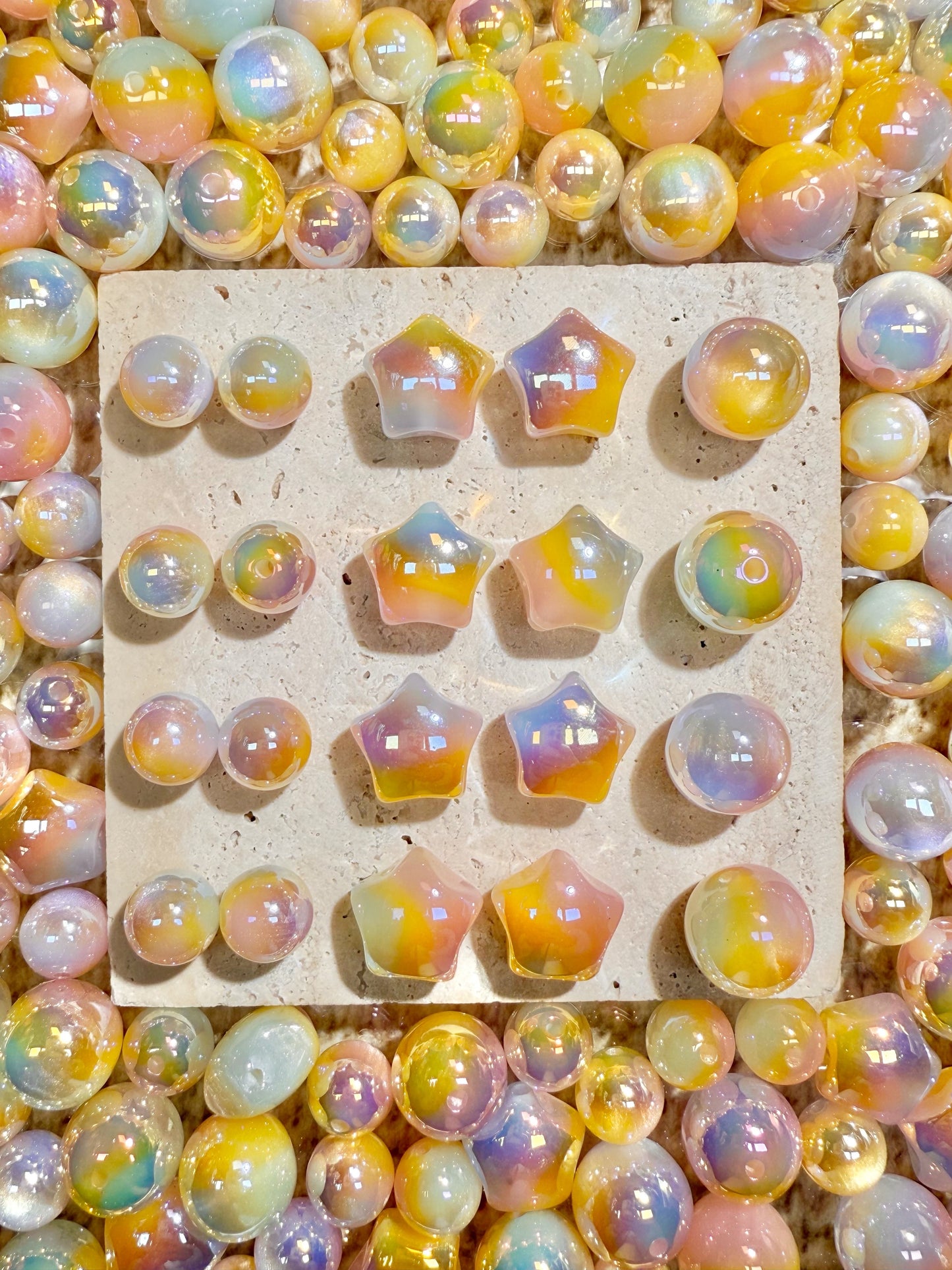 【Voie Lactée】Mélange de perles acryliques galaxie extra-brillantes, 16 mm (fabrication de couronnes, porte-clés, stylos, etc.)