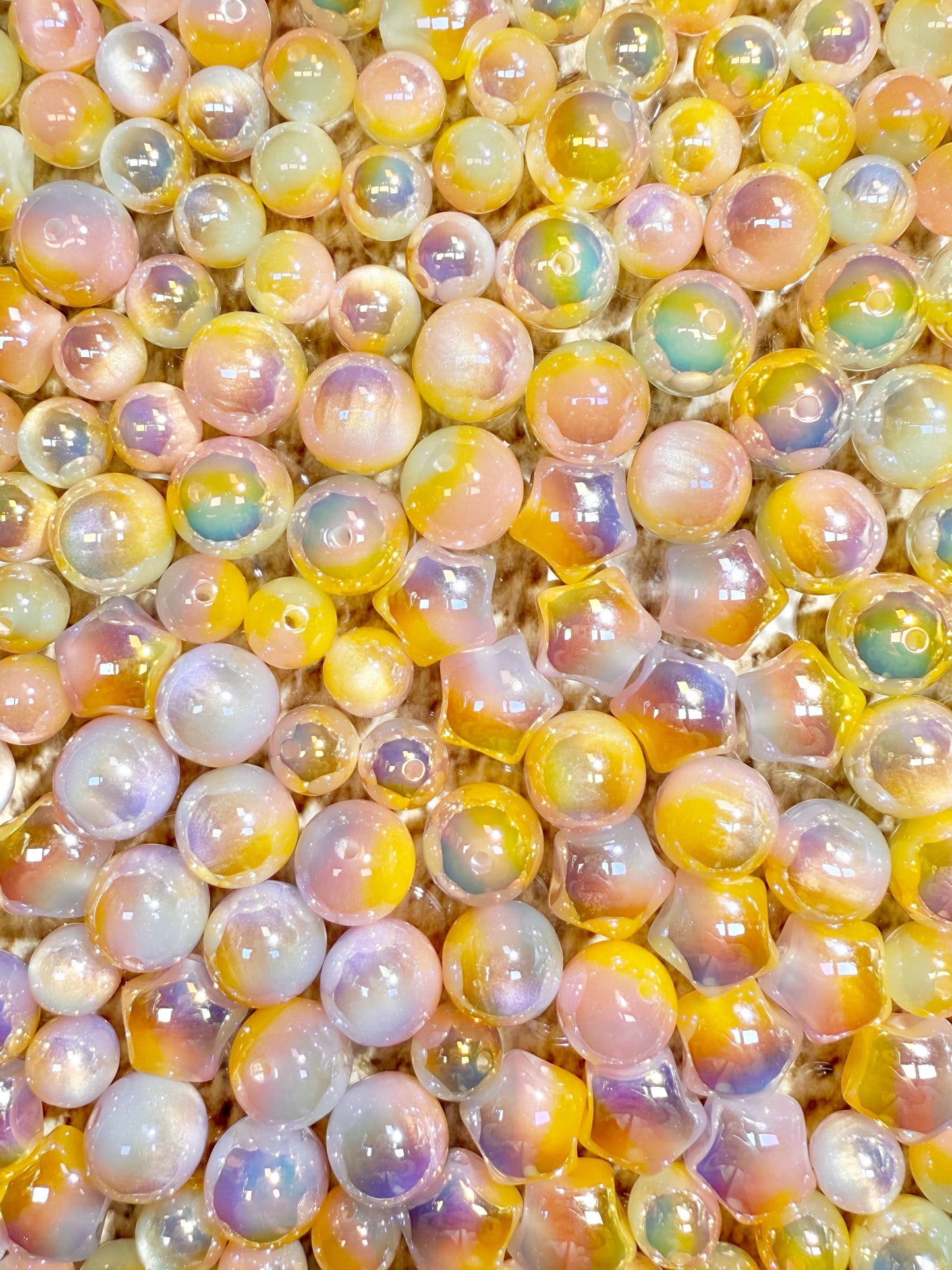 【Voie Lactée】Mélange de perles acryliques galaxie extra-brillantes, 16 mm (fabrication de couronnes, porte-clés, stylos, etc.)