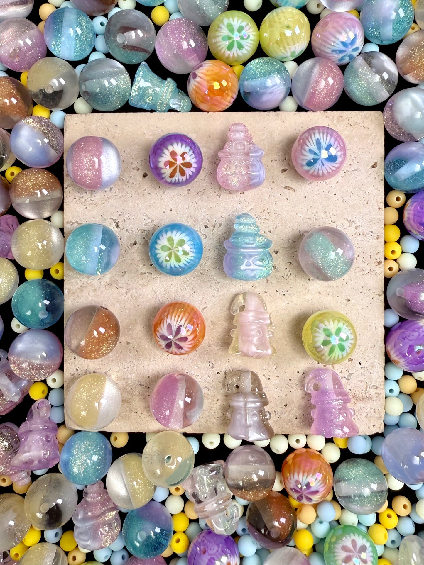 【Dazzling Galaxy】shimmering diamond sparkle acrylic beads mix, 16mm (making wreath, keychain, pens etc)