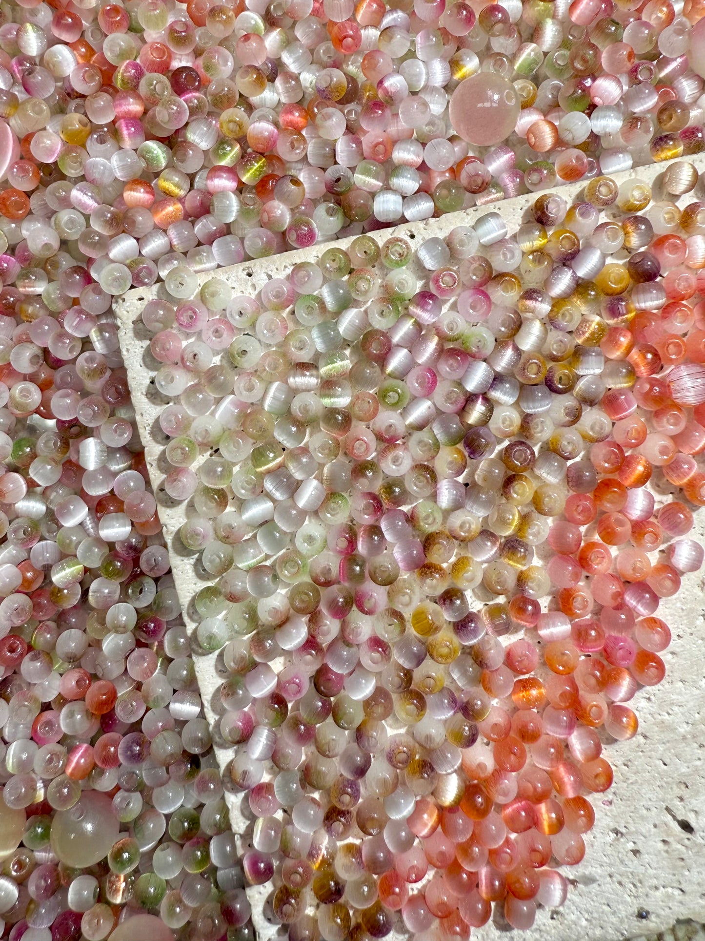 【Mini Cat's Eye 1】4mm glass cats-eye round seed beads mix, earring, bracelet, necklace, keychain