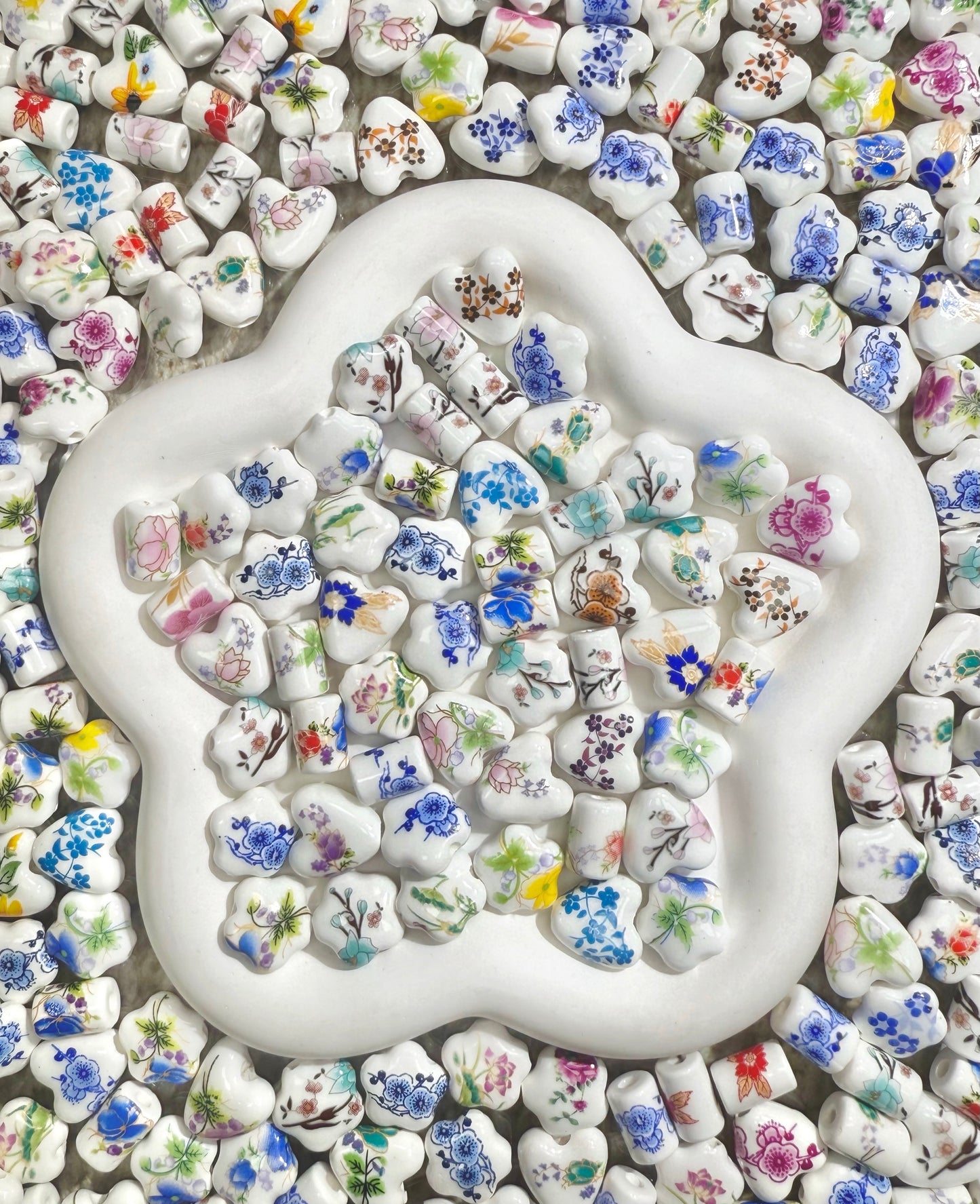 【Porcelain Flower】10mm delicate floral porcelain beads